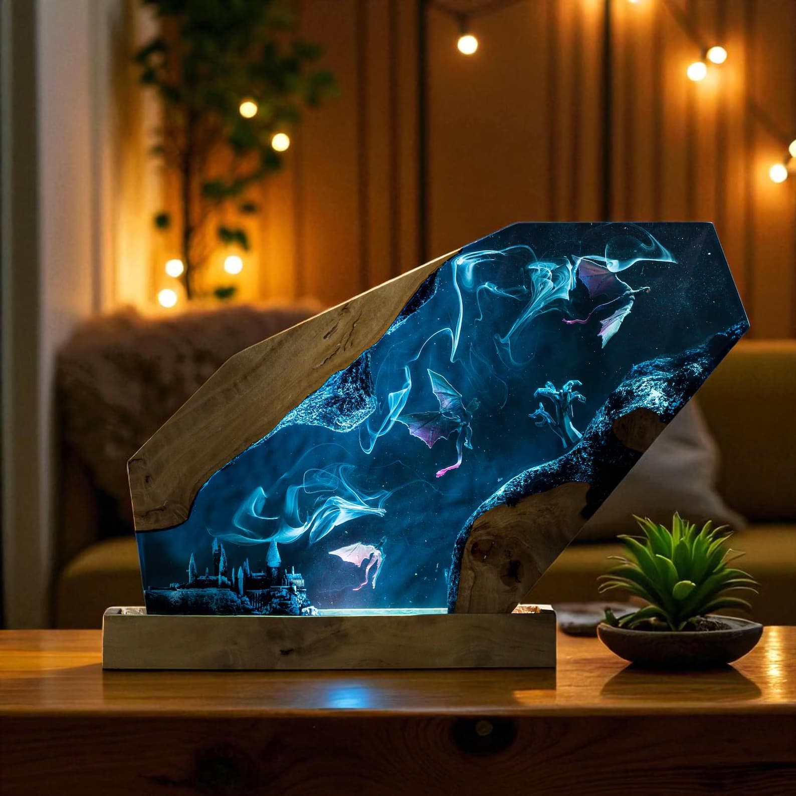 Dragon Resin Lamp, Handmade Fantasy LED Night Light, Magical Christmas Gift for Dragon Lover 3