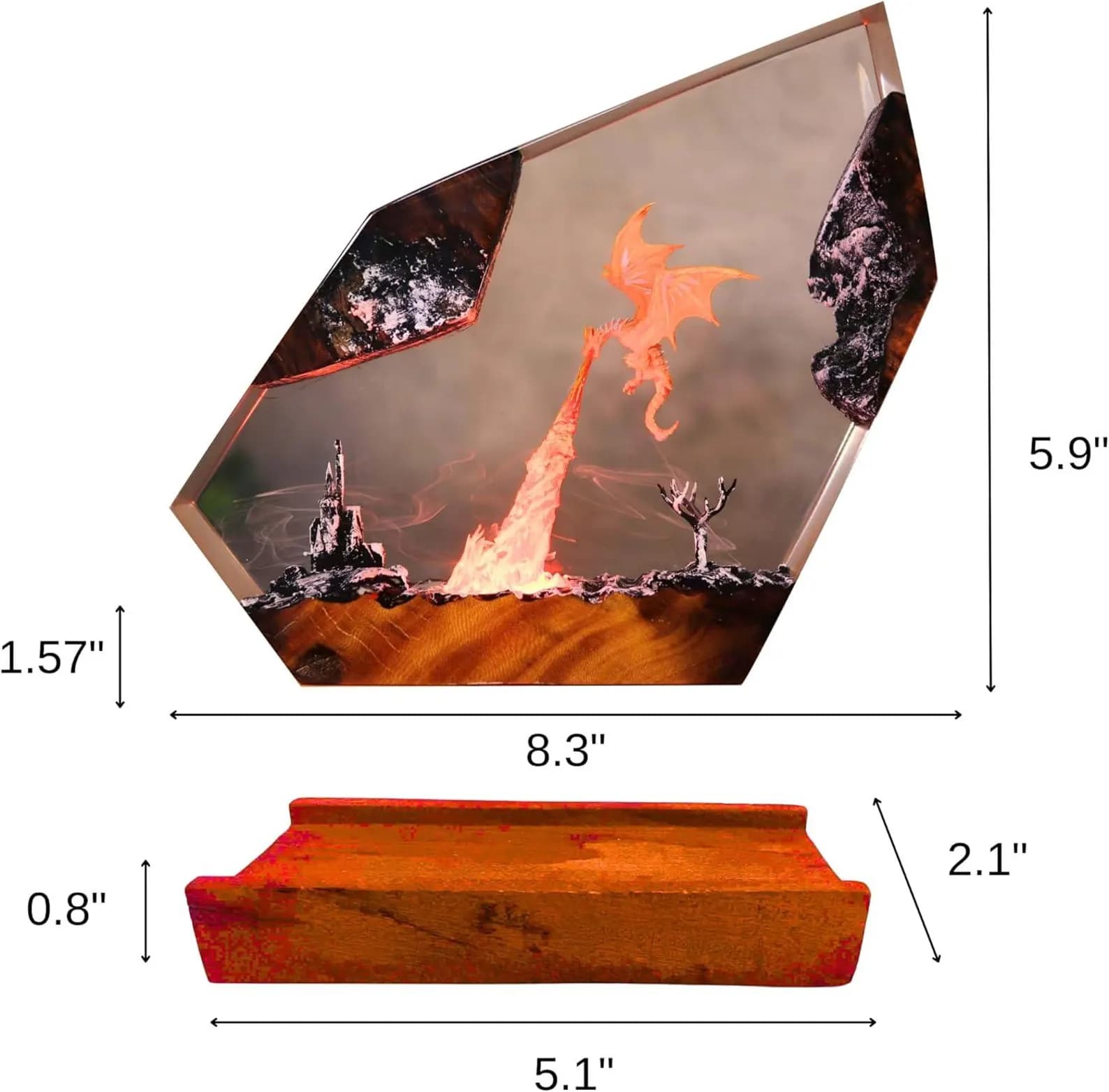 Handmade Fire Dragon Resin Lamp – LED Fantasy Table Decor 4