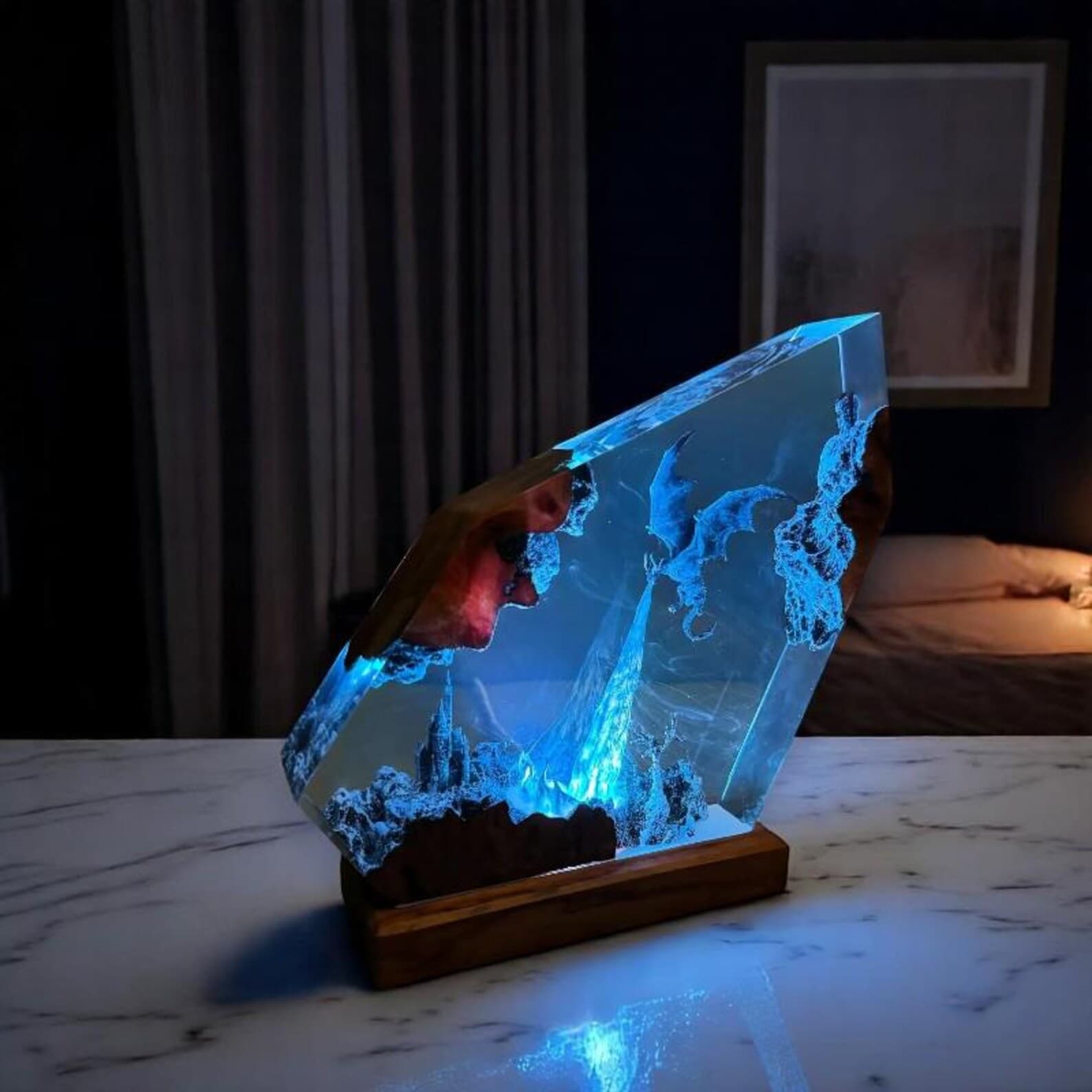 Fire Breathing Dragon Lamp : Resin Art Table Light, Fantasy Gaming Decor 5