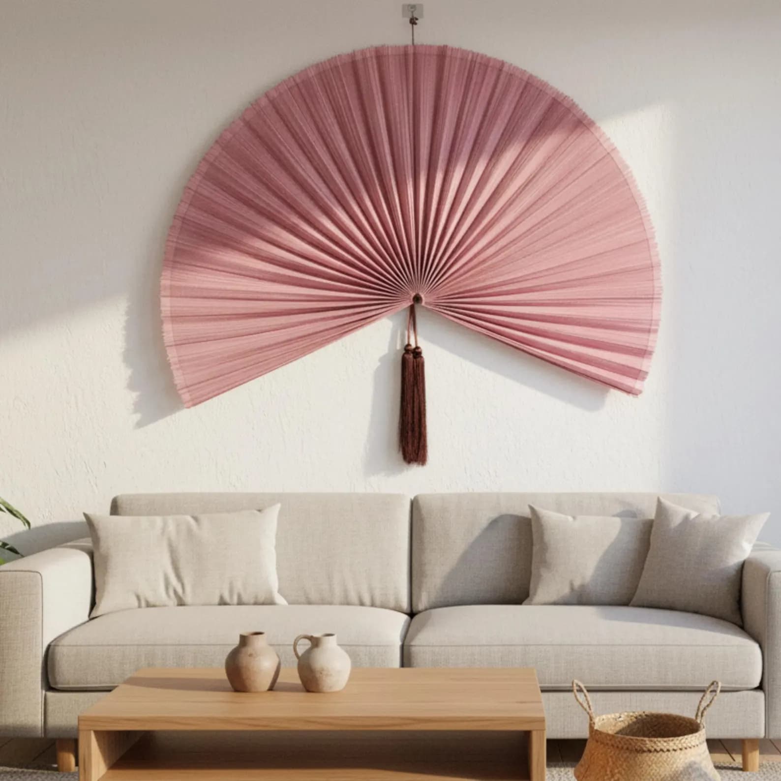 Large Bamboo Wall Hanging Fan 9