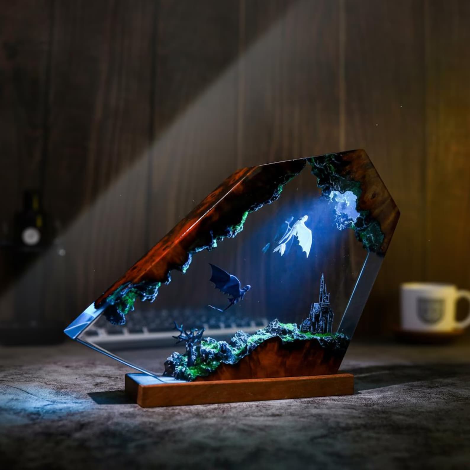 Toothless Dragon Resin Lamp | Wood & Epoxy Night Light | Dragon Decor for Gaming Setup And Playroom | Unique Christmas Gift 4