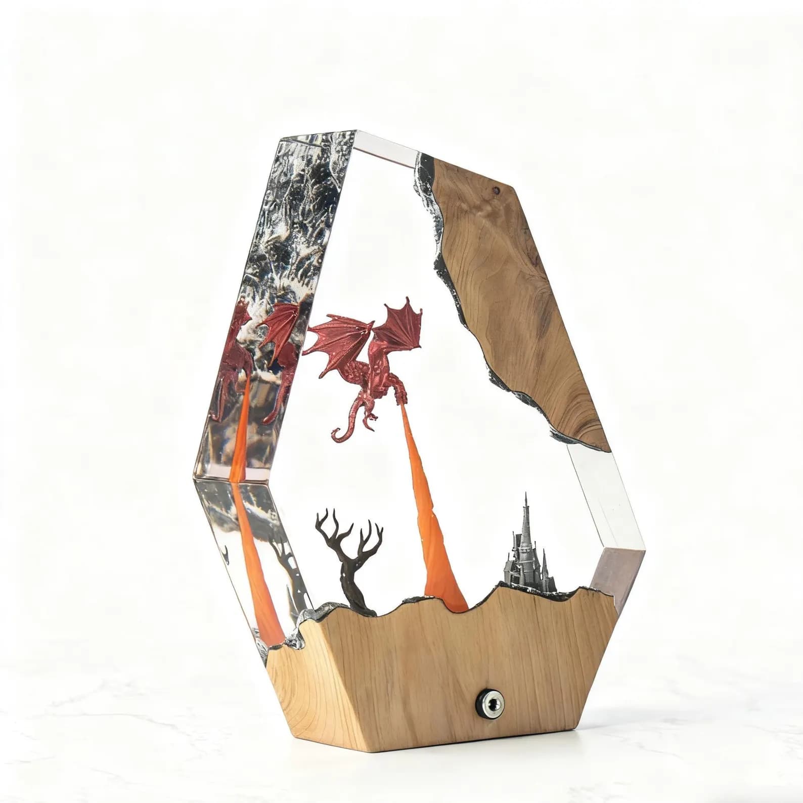 Fire Dargon Ice Dragon Epoxy Resin Night Light,Handmade Wood Resin Table Lamp,Personalized Resin Lamp, Birthday Gifts,Christmas Custom Gifts 9