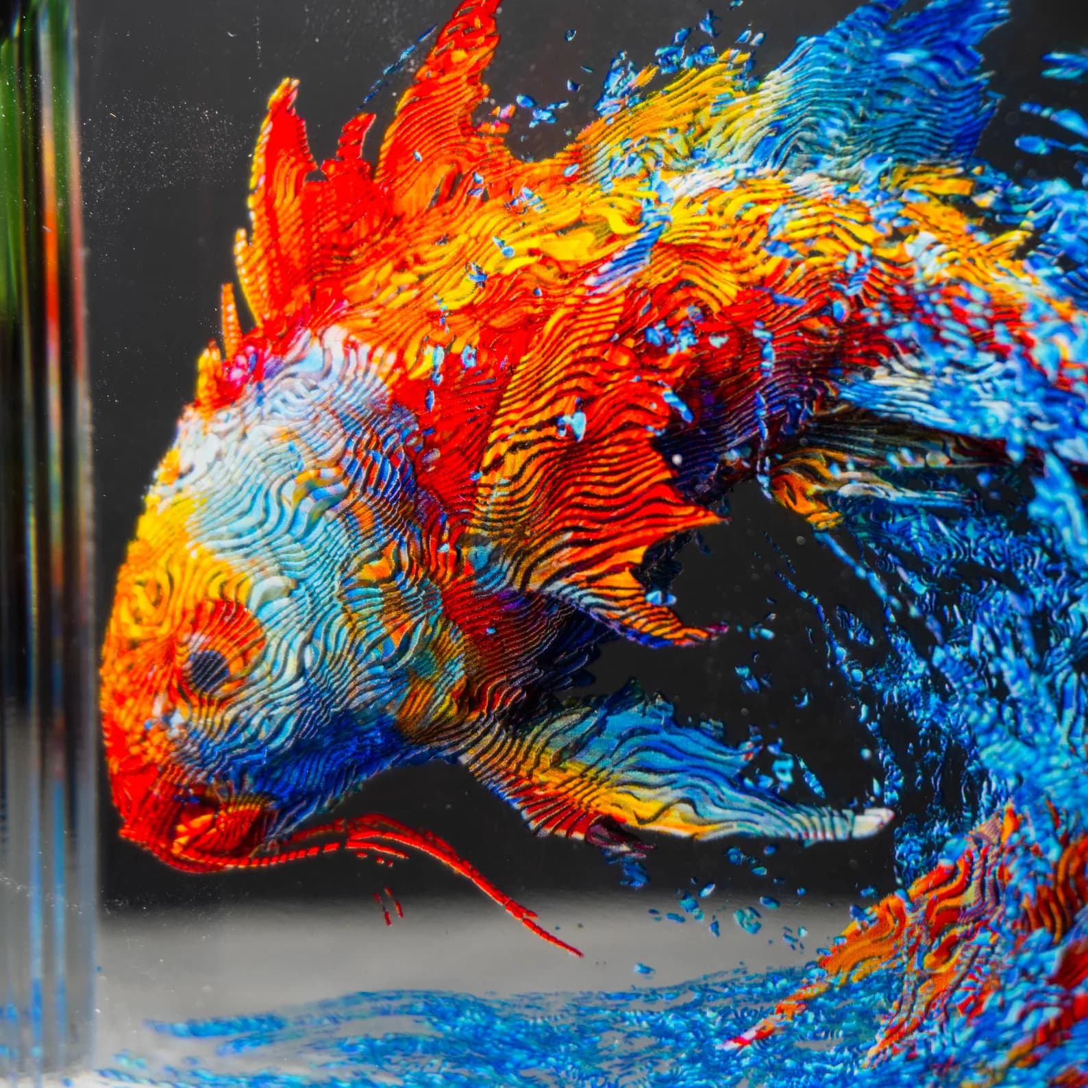 Koi Dragon Resin Lamp | Vibrant Water Wave Sculpture 2