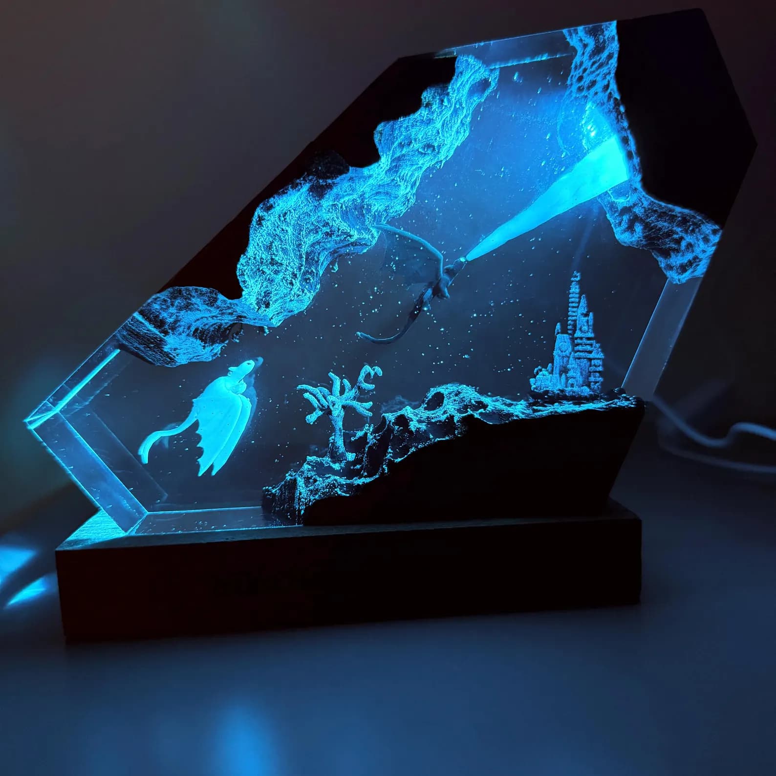 Toothless & Light Fury Resin Lamp, Christmas Gift Ideas for Her, How to Train Your Dragon Night Light, Fantasy Dragon Crystal LED Decor 11