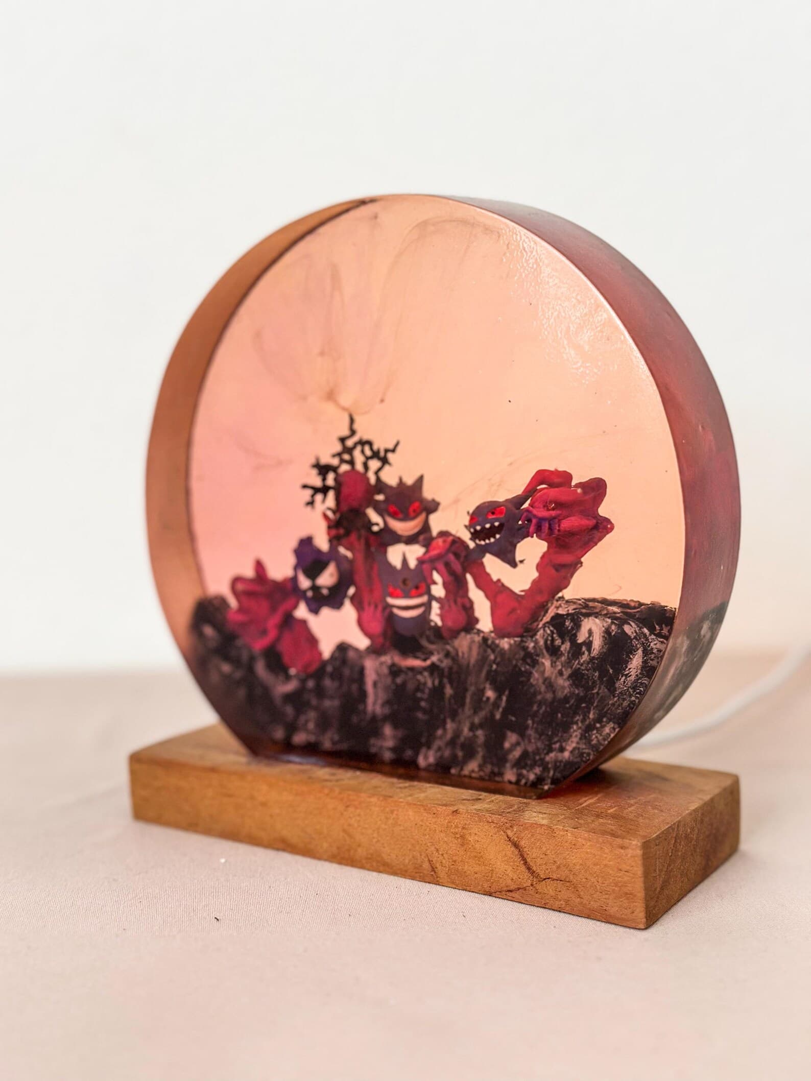 Night Sky Dragons Resin Lamp,Diorama Dragon Resin Lamp, Dragon Castle Epoxy Lamp , Handmade Flying Duo Light, Christmas gift 4