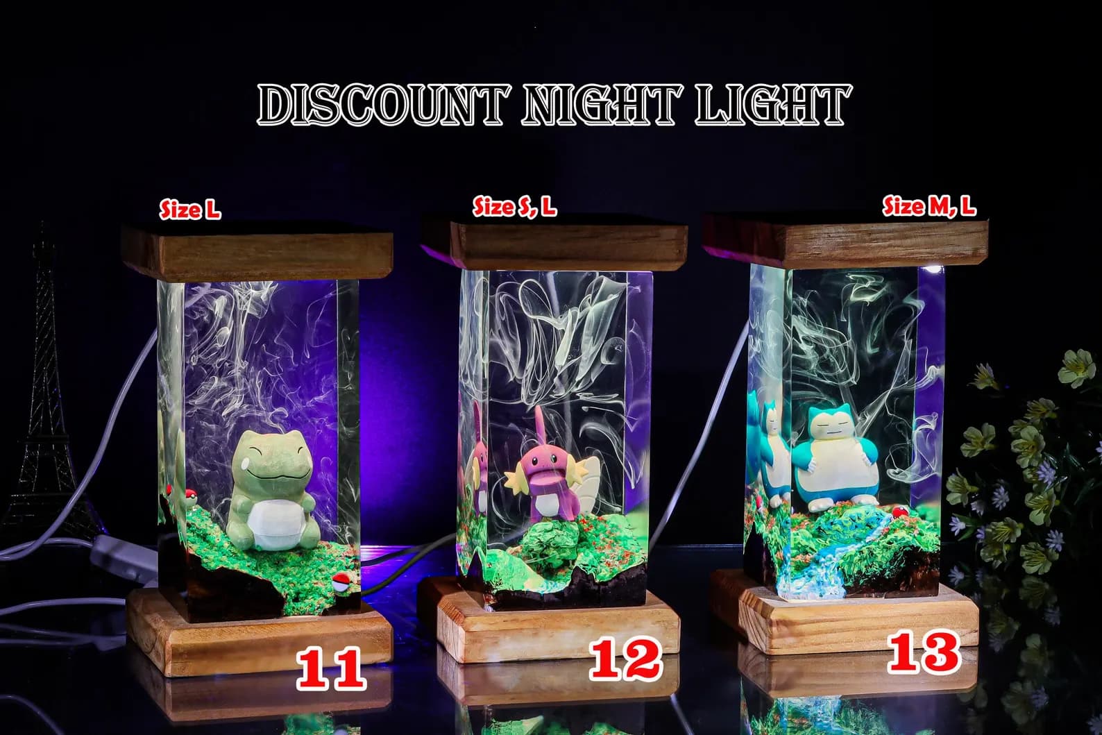 CLEARANCE Anime night light, Discount resin Lamp, Custom Resin Lamp, Personalized Night Light Home Decor, Resin Wood lamp, Gifts 1