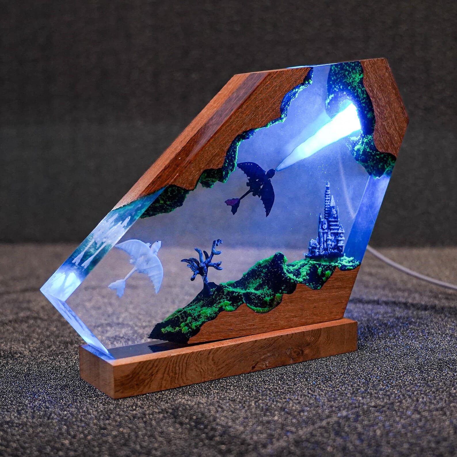 Handmade Fury Dragon Couple Lamp, Fangless Dragon Epoxy Resin Lamp, HTTYD Gift, Unique Gift, Resin Art 3
