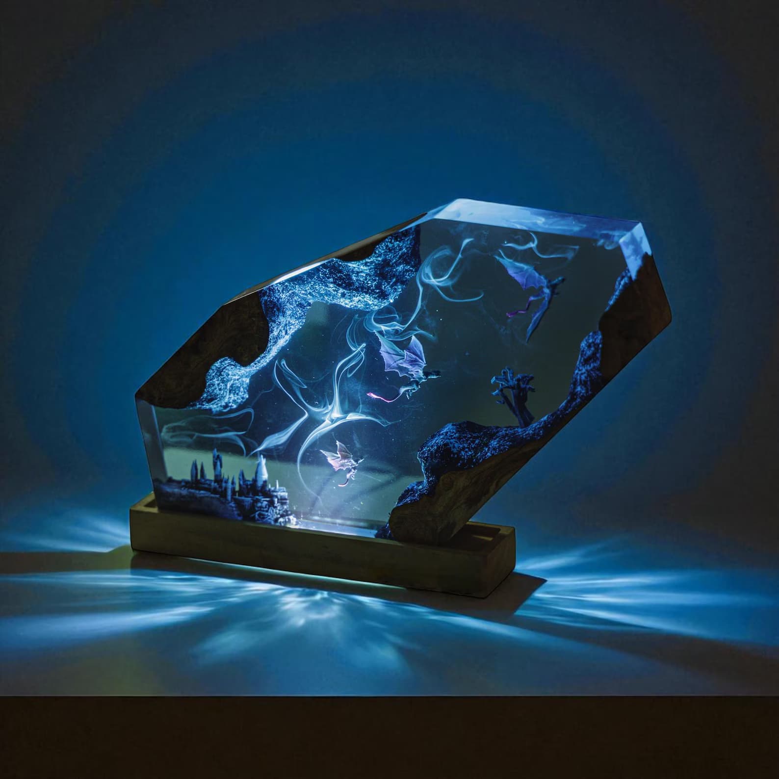 Dragon Resin Lamp with Fantasy Castle β Handmade Epoxy Night Light, Mystical Dragon Decor, Unique Resin Art Lamp, Fantasy Home Lighting Gift 8