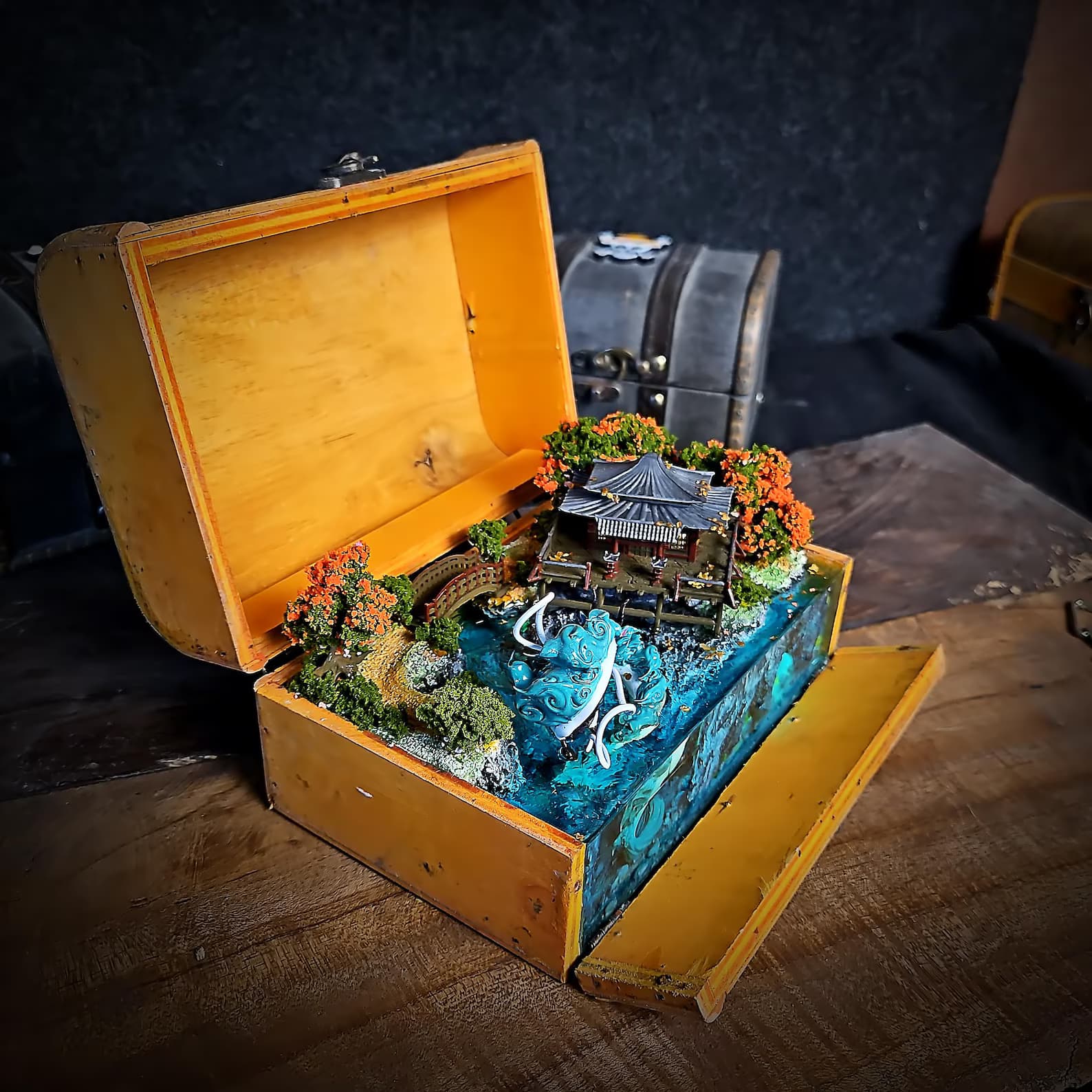 White dragon resin lamp box, anime resin lamp, anime artisan resin lamp box, handmade resin lamp box, gift for anime fan, kid night light. 6