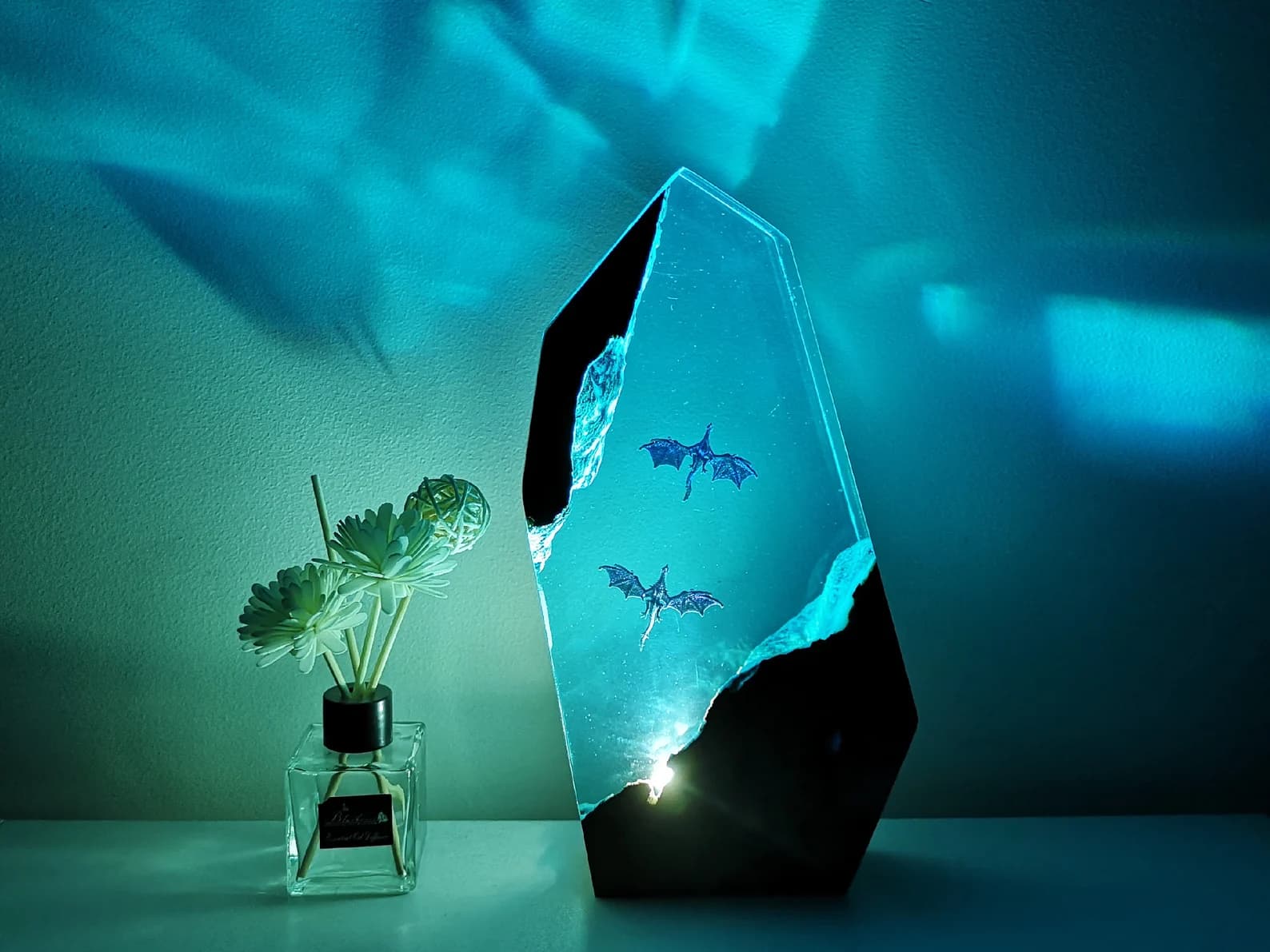 Dragon Resin Wood Lamp, Dragon Valentine's Day Ornament, Dragon Fly Night Lights, Dragon Room Decor, Cool Lamp, Art Deco Lamp, Dragon Statue 9