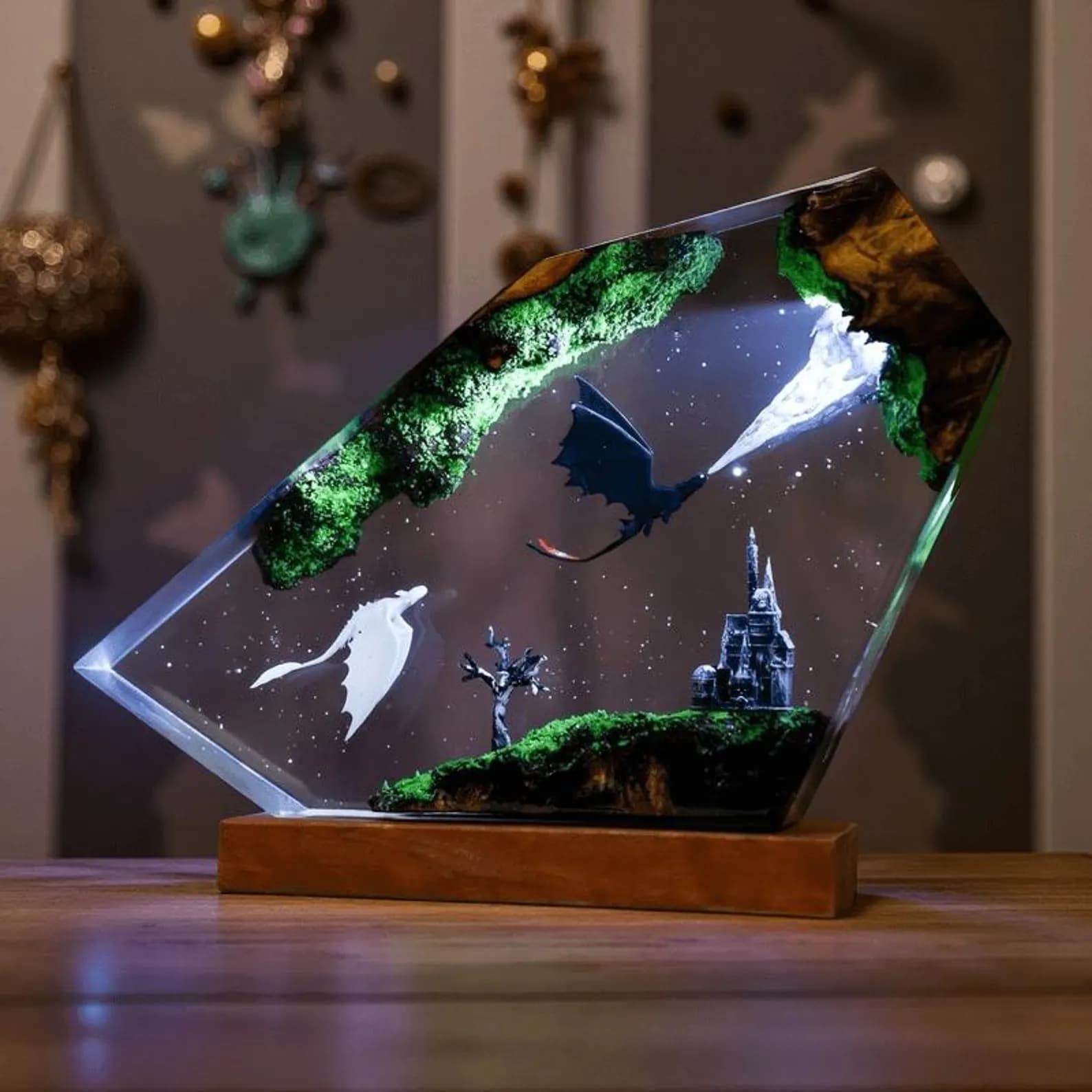 Handmade Resin Night Light: Toothless Night Fury Light Fury Anime Dragon Epoxy Lamp 9