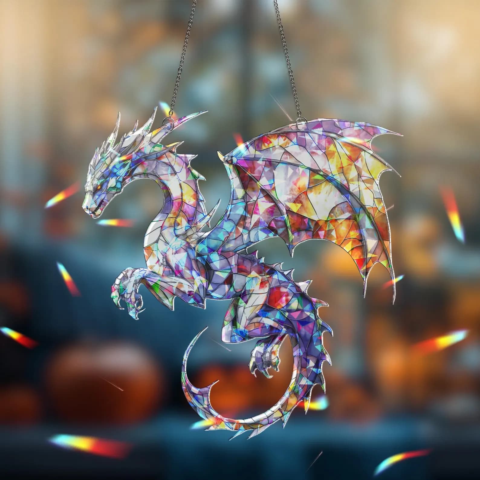 Dragon Suncatcher, Dragon Gift, Dragon Ornament, Dragon Art, Dragon Ornament, Fantasy Dragon Hanging, Christmas Kid Gift, Dragon Decor 5