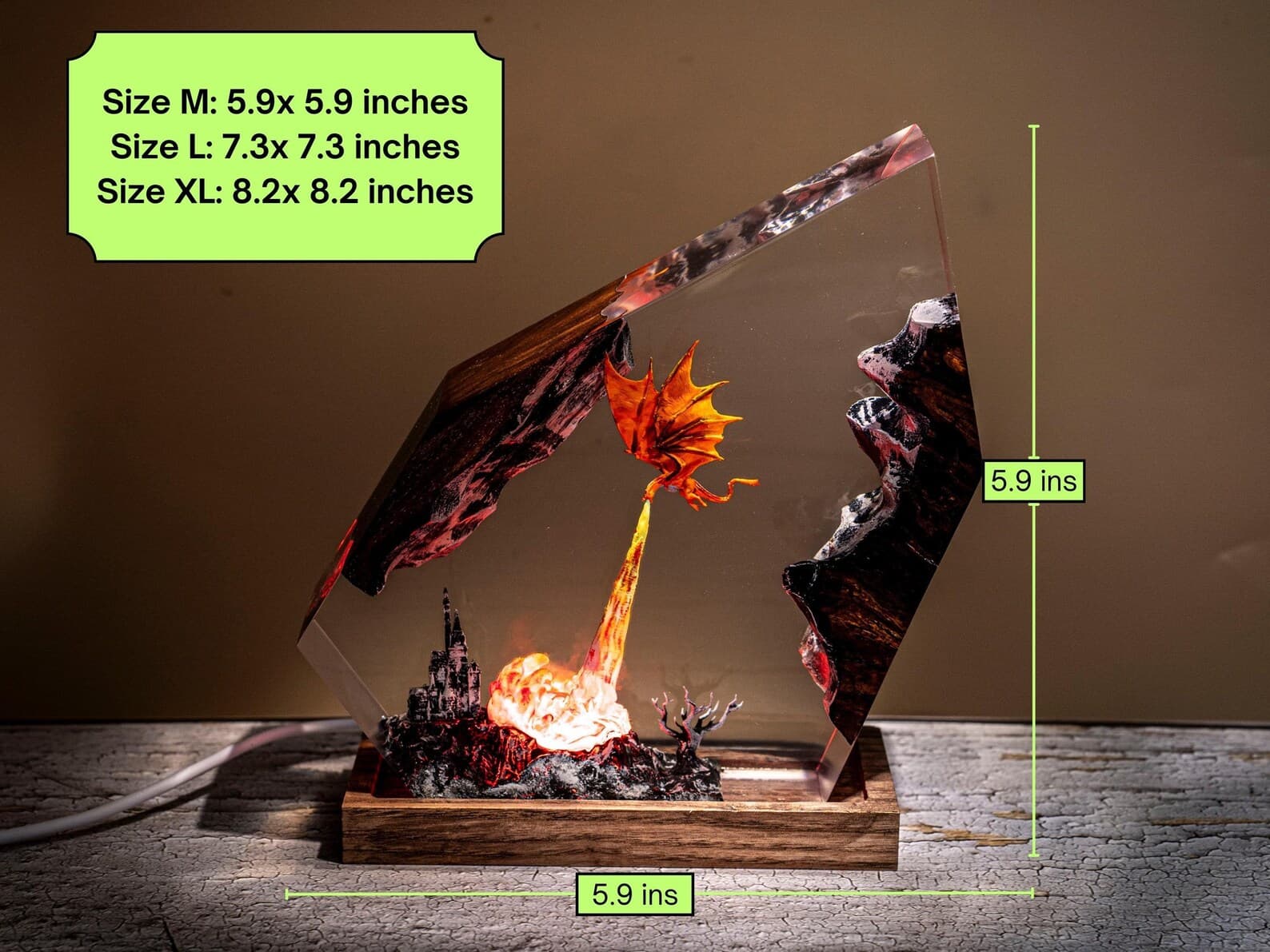 Handmade Dragon Resin Lamp – Fantasy Night Light, RGB LED Decor 4