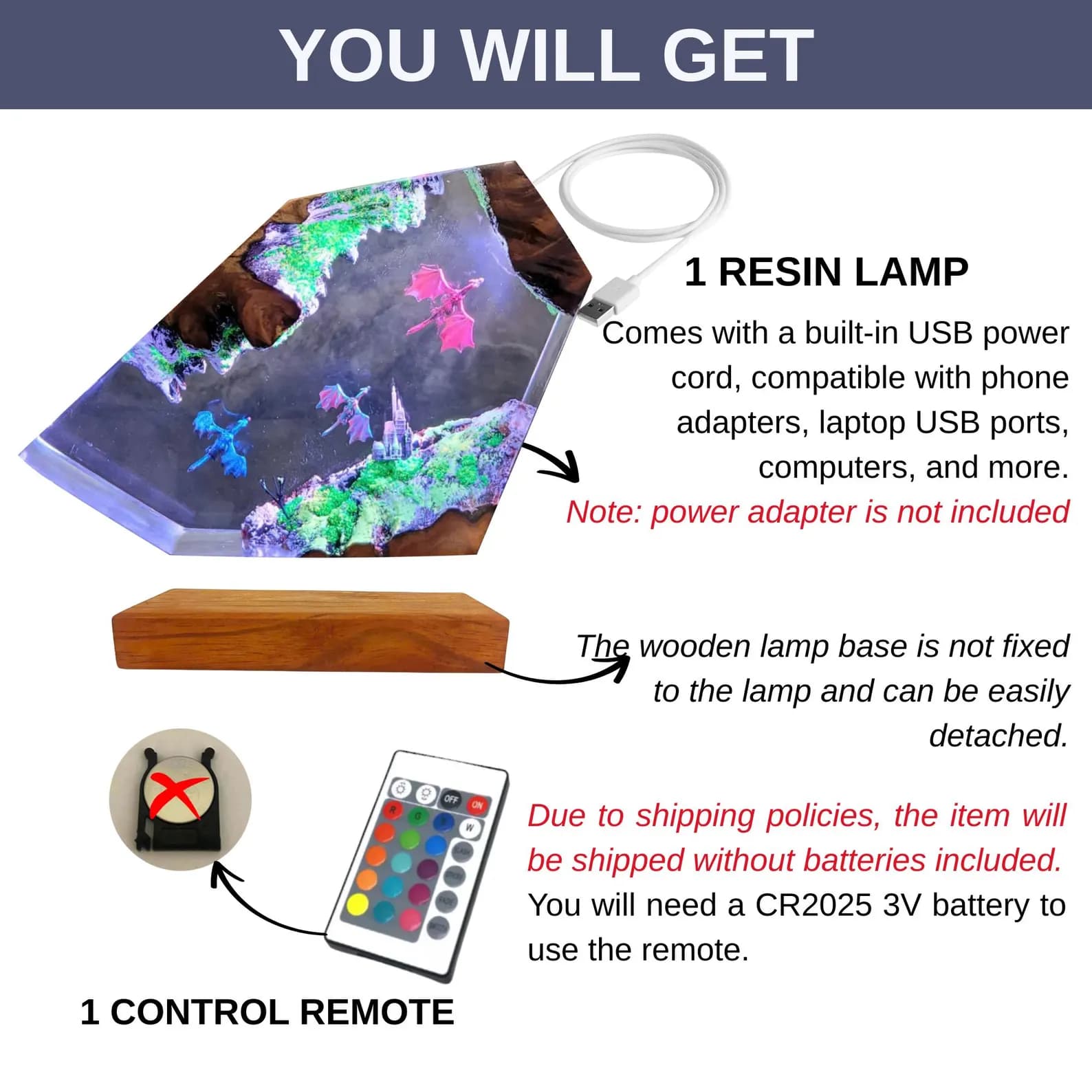 Dragon Resin Lamp, Handmade Gift for New Year, Fantasy Night Light 2