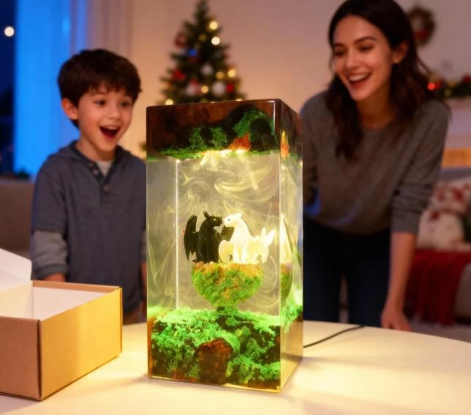 Too.thl.ess Dragon resin lamp, Christmas Gift, Light Fury Lamp, Dragon Figure lamp, New Year Gift 7