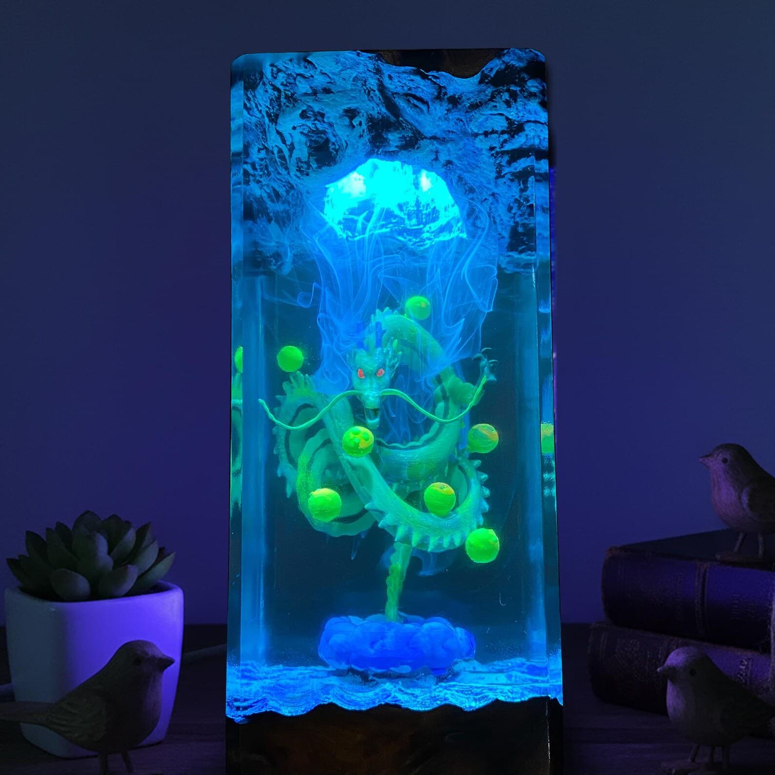 Dragon Resin Lamp, LED Night Light with Dragon Balls, Handmade Anime Epoxy Lamp, Otaku Gift, Gaming Room Decor 6