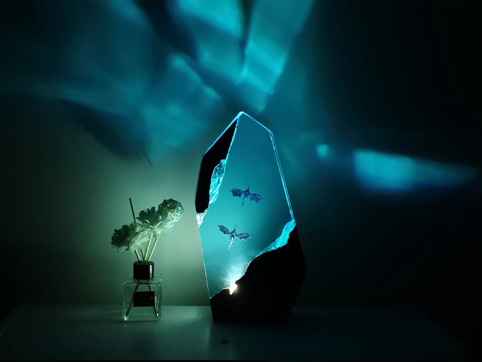 Dragon Resin Wood Lamp, Dragon Valentine's Day Ornament, Dragon Fly Night Lights, Dragon Room Decor, Cool Lamp, Art Deco Lamp, Dragon Statue 5