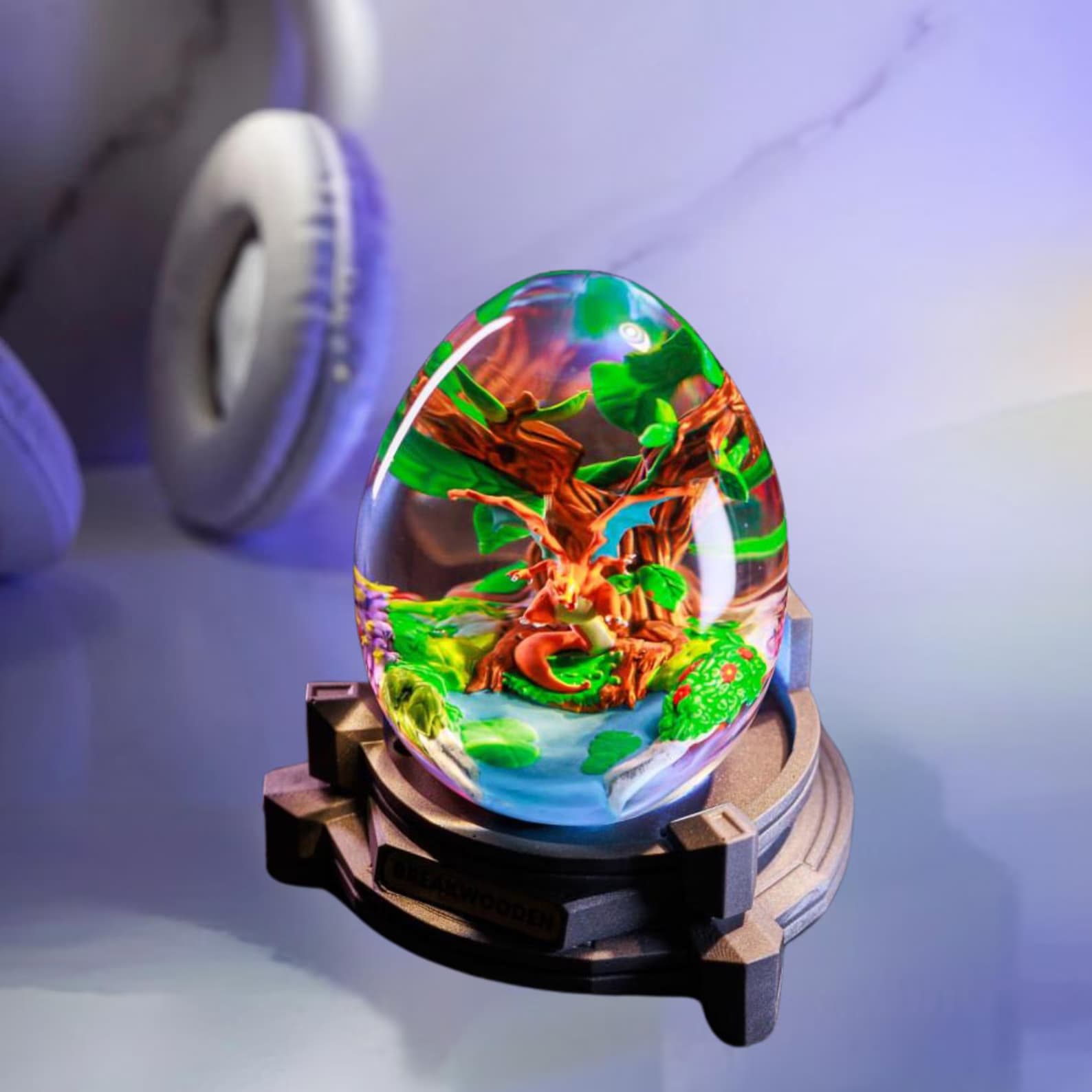 Handmade Dragon Resin Egg Lamp with LED Base: Gaming Gift 1