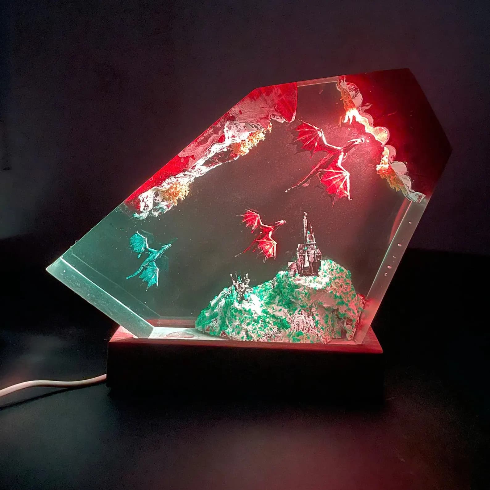 Handmade Dragon Resin Lamp: Fantasy LED Night Light 5