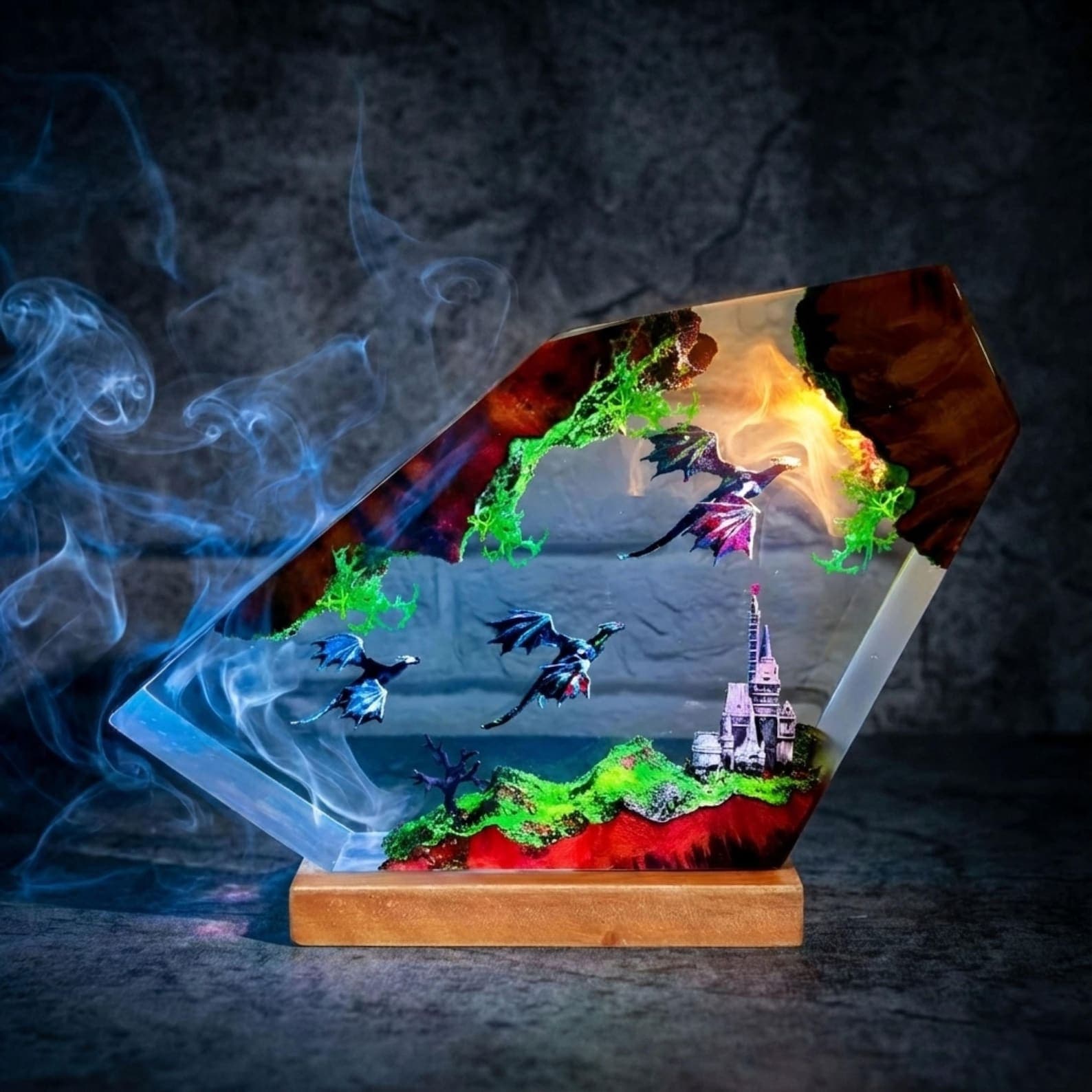 Handmade 3D Resin Dragon Lamp, RGB LED Table Light, Fantasy Home Decor 1