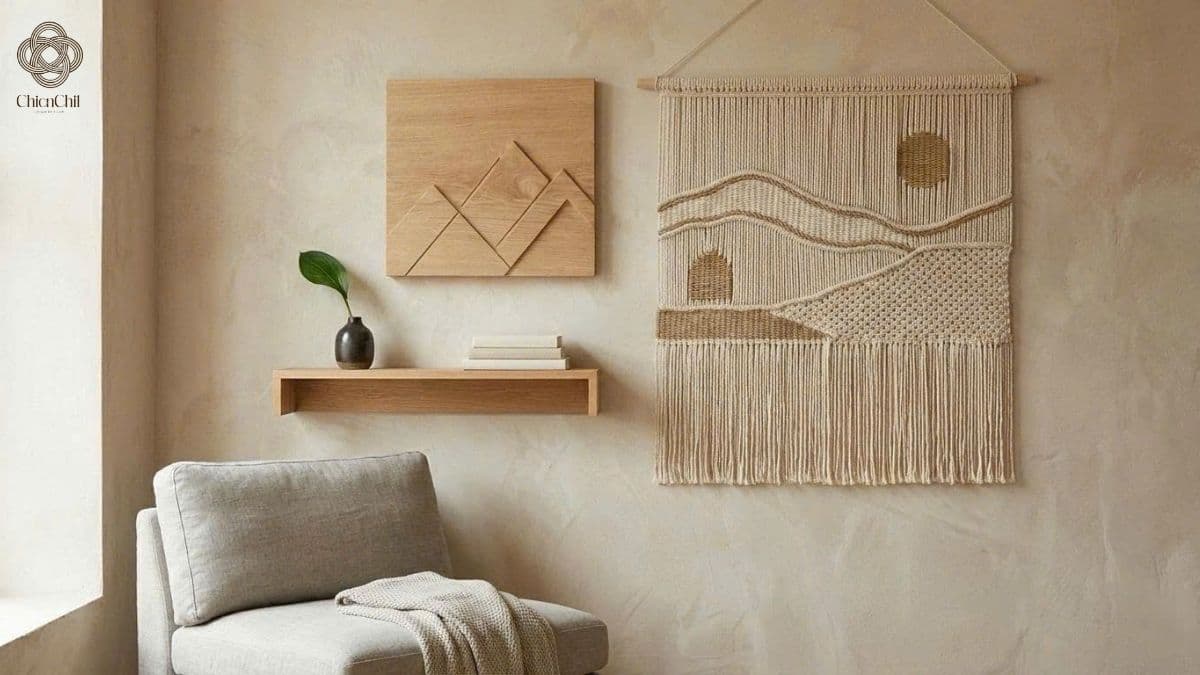 Japandi wall decor: minimalist handmade art for calm & balanced living
