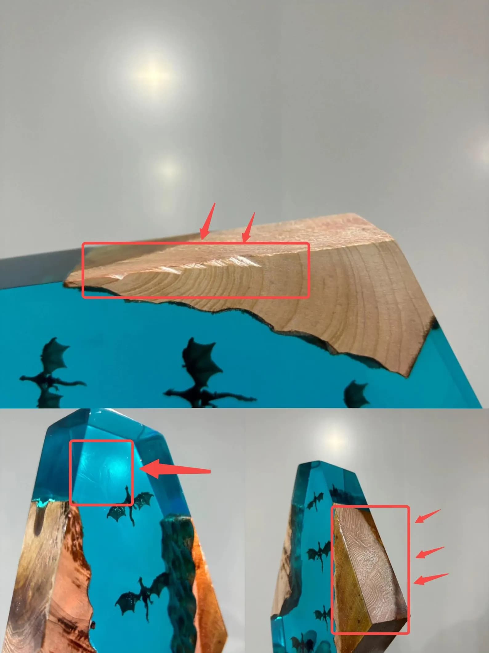 Scuba Fire Dargon Ice Dragon Epoxy Resin Night Light,Handmade Wood Resin Table Lamp,Personalized Resin Lamp, Birthday Gifts,Custom Gifts 6