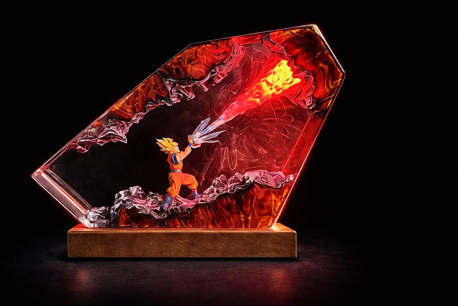 ANIME Goku Night Lamp Epoxy lamp handmade from wood and resin Custom Anime Light wood lamp resin Anime Night light Resin Lamp Gift for him 3