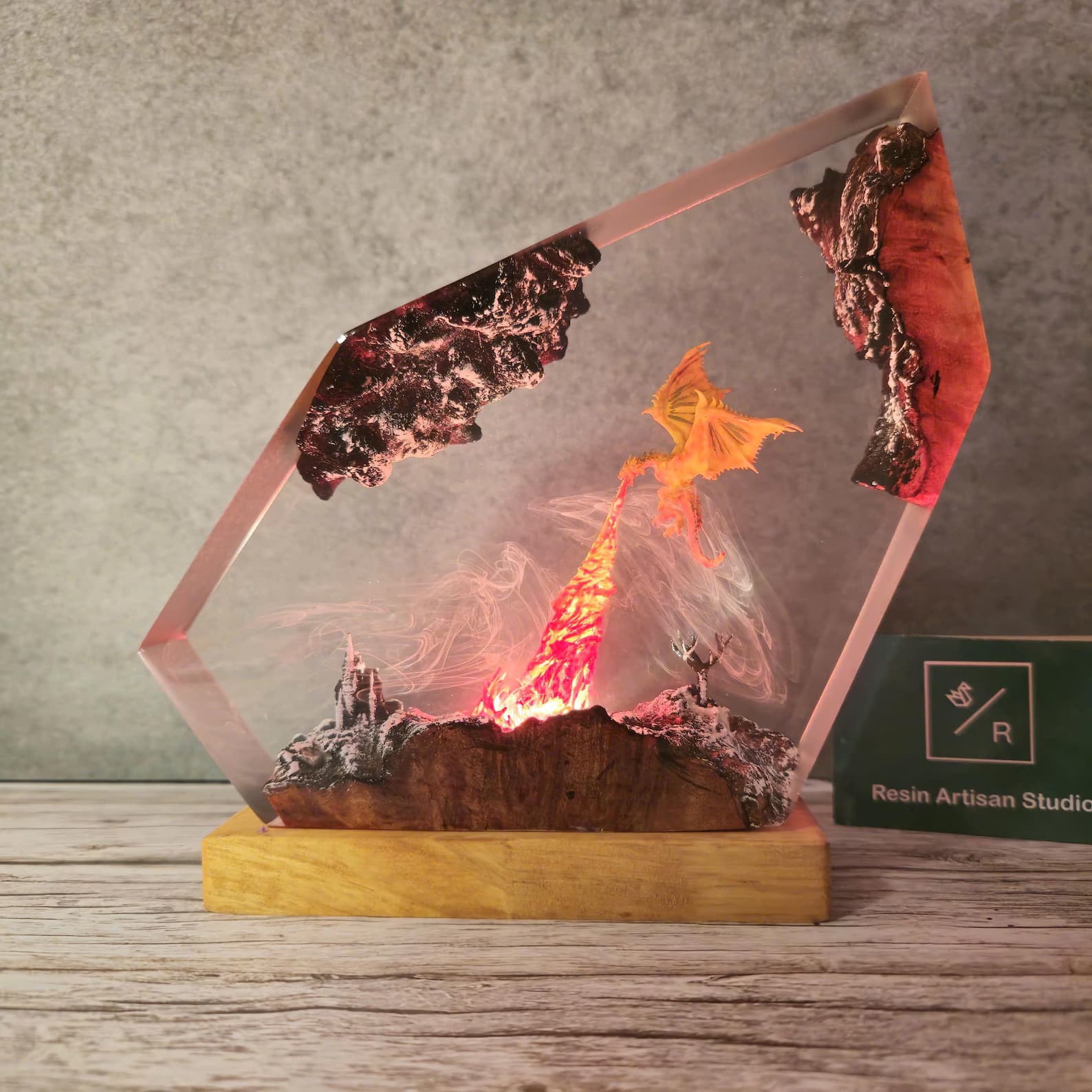 Customer Fire Dragon Lamp, Fire Dragon Figure, Dragon Statue, Gift for Mom, Gift for Dad's, Gift for Kids, Desk lamp, Table Lamp, Resin lamp 3