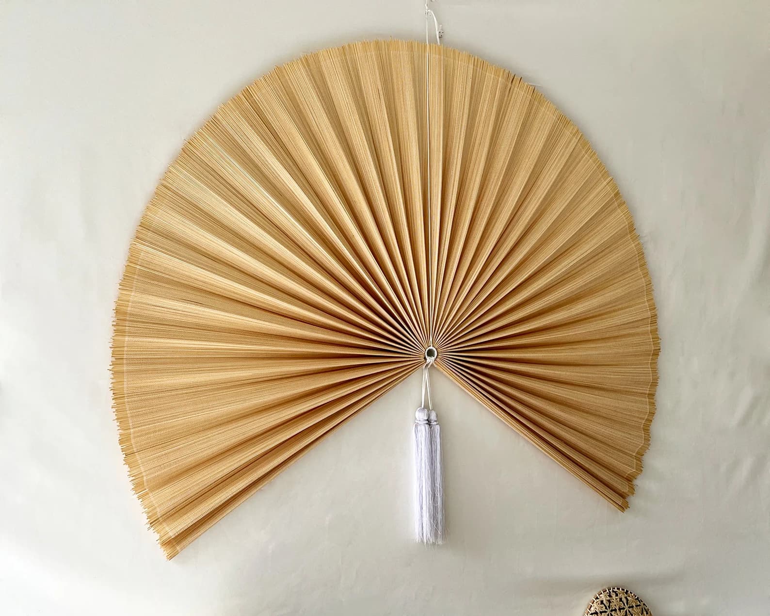 Wall Fan Decor, Bamboo Decorative Fans, Handcrafted Bamboo Fan, Boho Bamboo Wall Decor, Artisan Bamboo Fan Decor (30x60 Inches Style Fan 52) 2