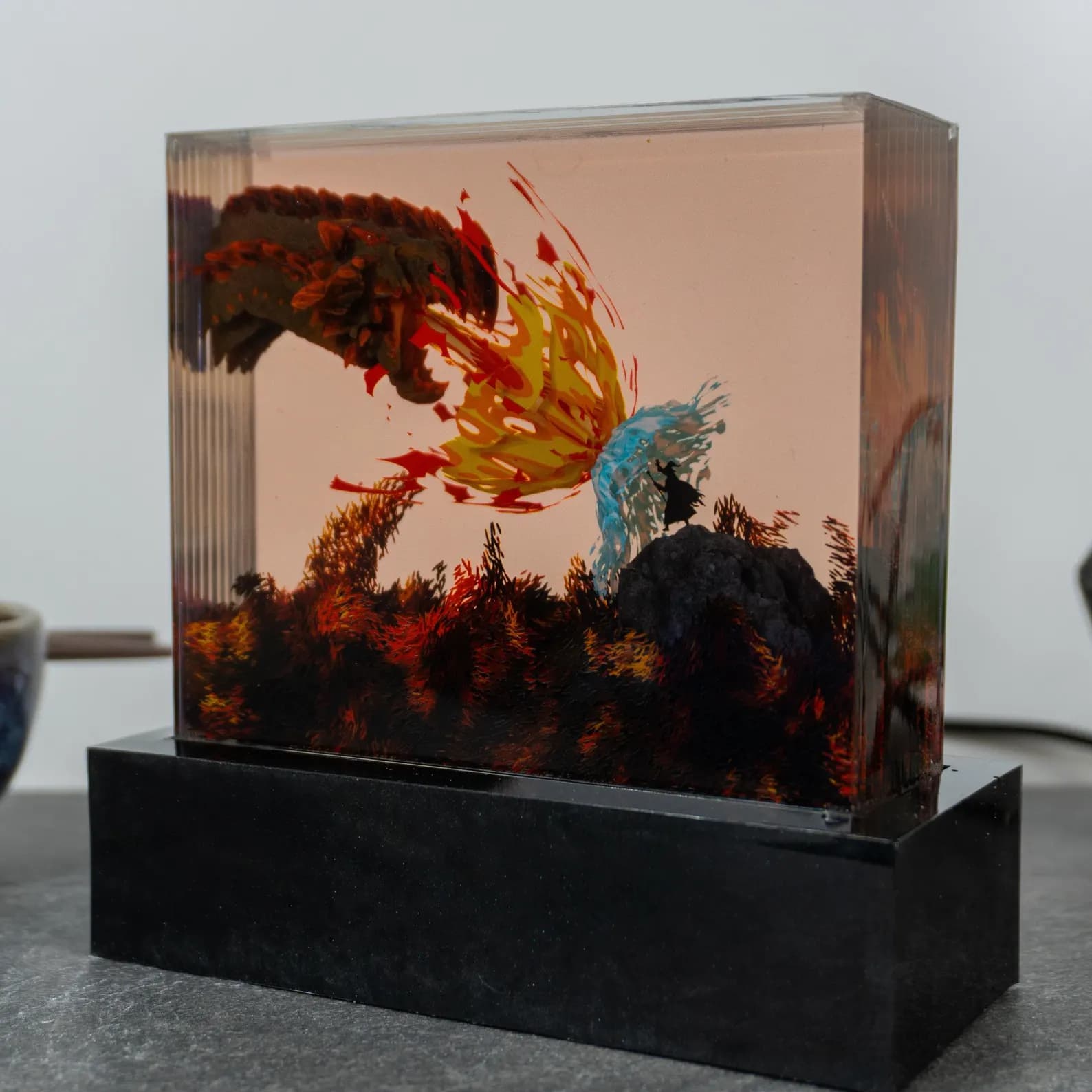 Medieval Wizard Vs Dragon Resin Lamp, Fantasy DnD Art Sculpture 6