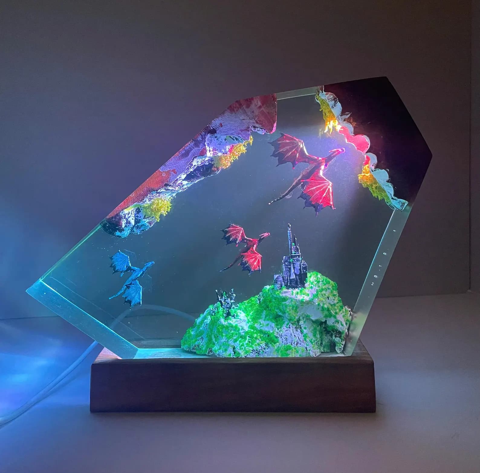 Handmade Dragon Resin Lamp: Fantasy LED Night Light 1
