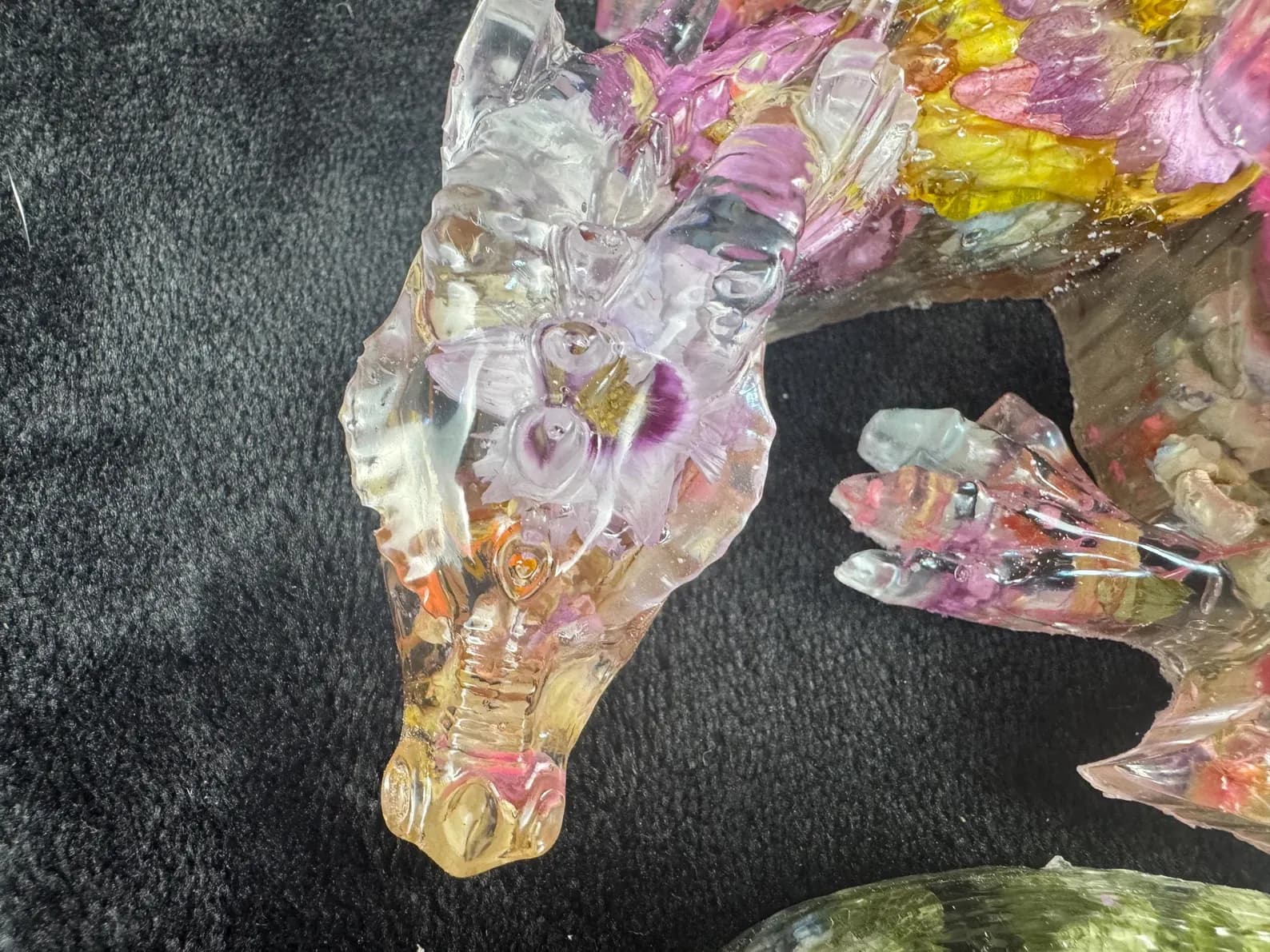 Handmade Resin Dragon Light with Real Dried Flowers — LED USB Lamp 6