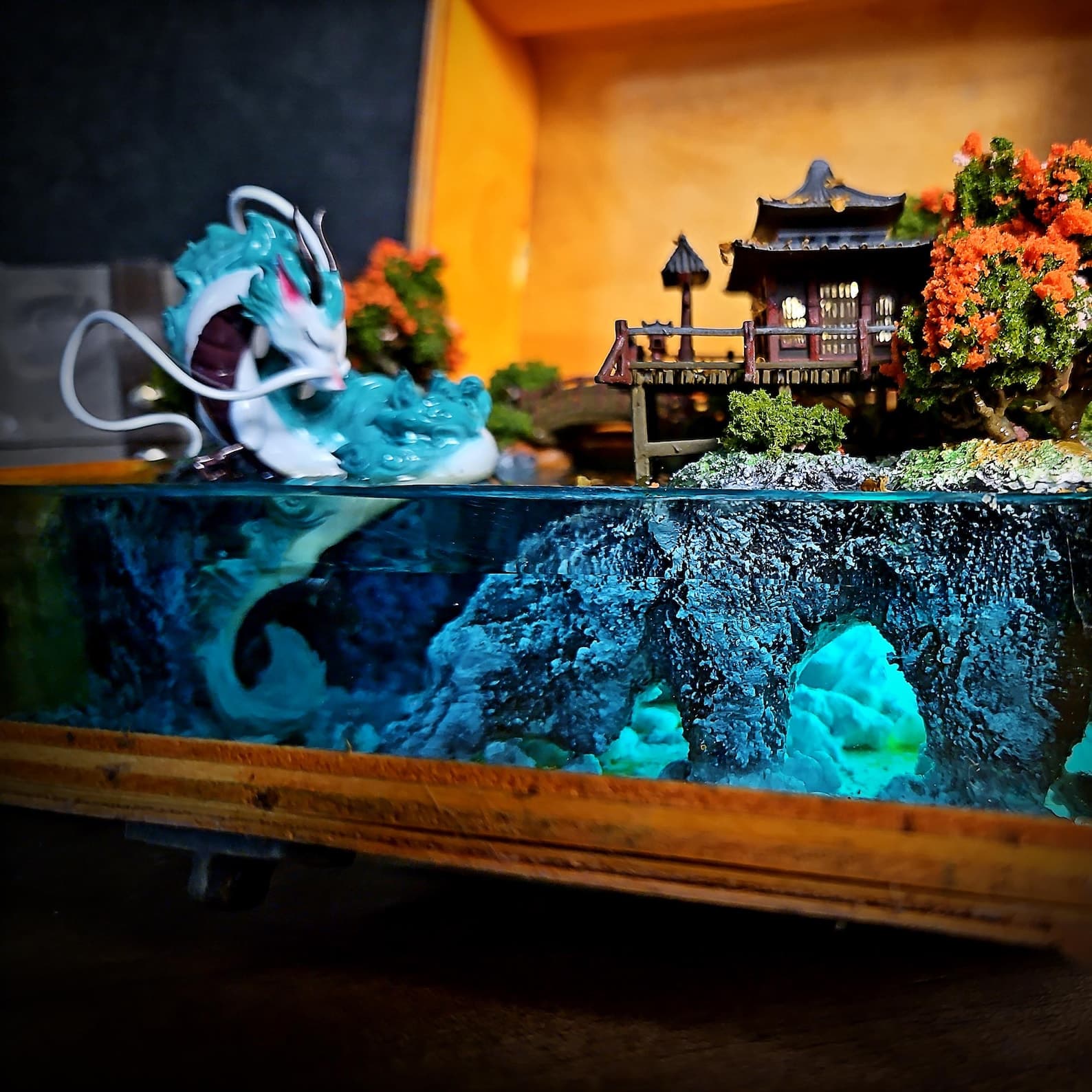 White dragon resin lamp box, anime resin lamp, anime artisan resin lamp box, handmade resin lamp box, gift for anime fan, kid night light. 10