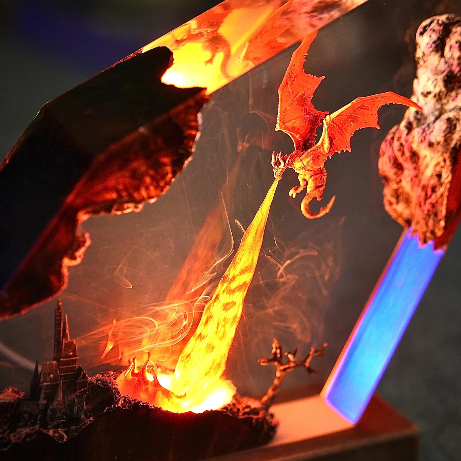 Fire Dragon Resin Lamp, Dragon Legend, Dragon figures, Dragon lamp for halloween gift, unique night lamp, gifts for boyfriend, Birthday gift 9