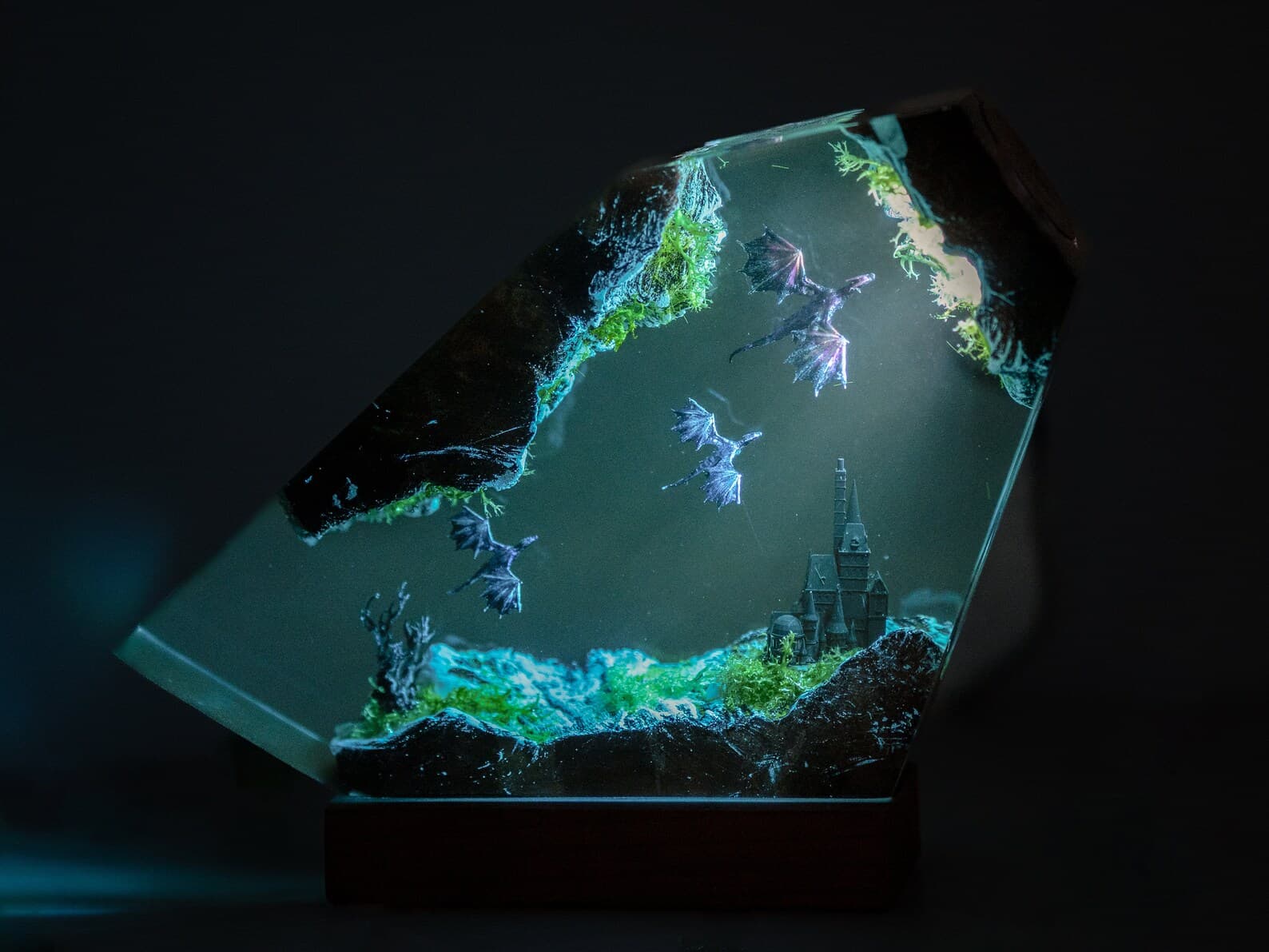 Fire and Ice Dragons Resin Lamp – Handcrafted Night Light, Fantasy Duo Dragon Gift, Custom Room Decor 6