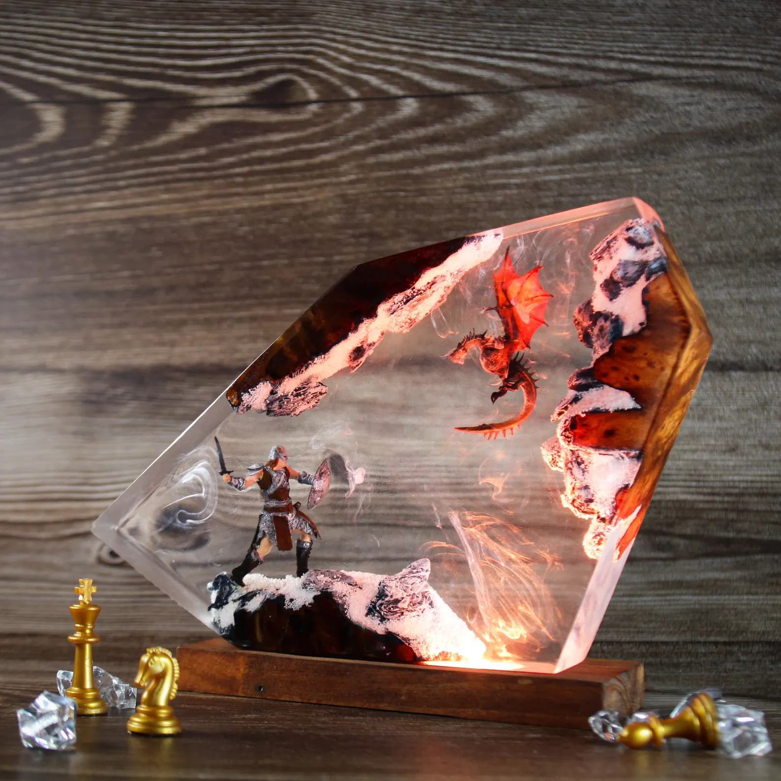 Dragon Born Resin Lamp: Handmade Skyrim Light, Elder Scrolls Decor 5