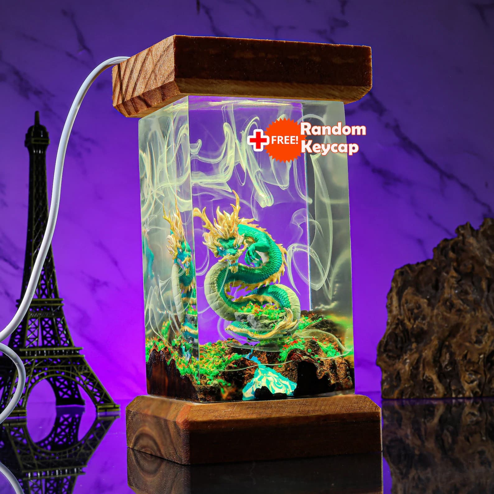 Dragon lamp, Custom anime Night Lamp, epoxy resin lamp, Handmade Resin & Wood Lamp, Custom Night Light, Handcrafted Gift 1