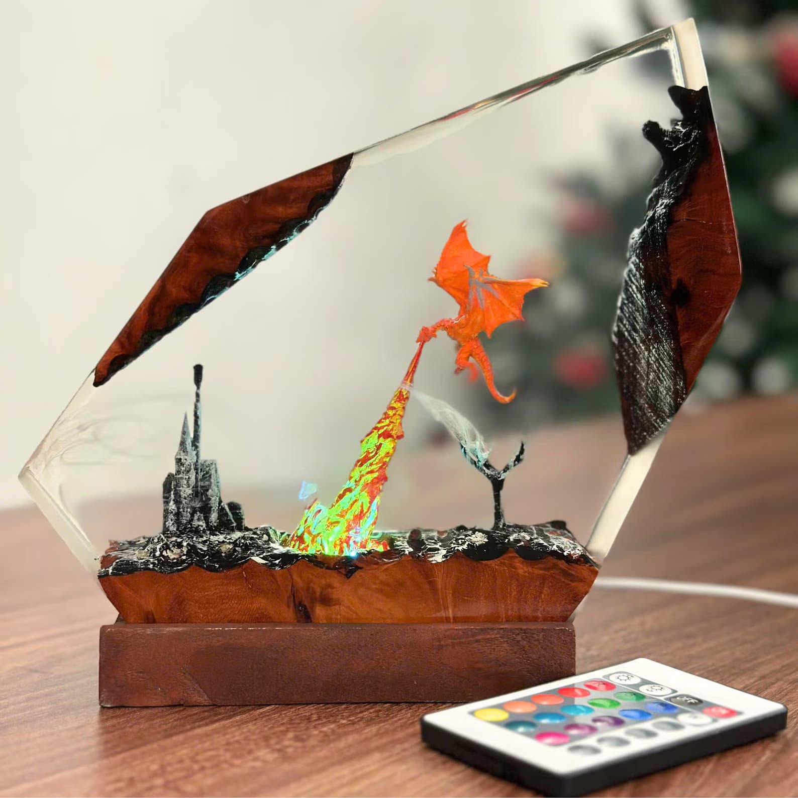 Fire Dragon LED Resin Lamp β Fantasy Art Light, Unique Christmas Gift 7