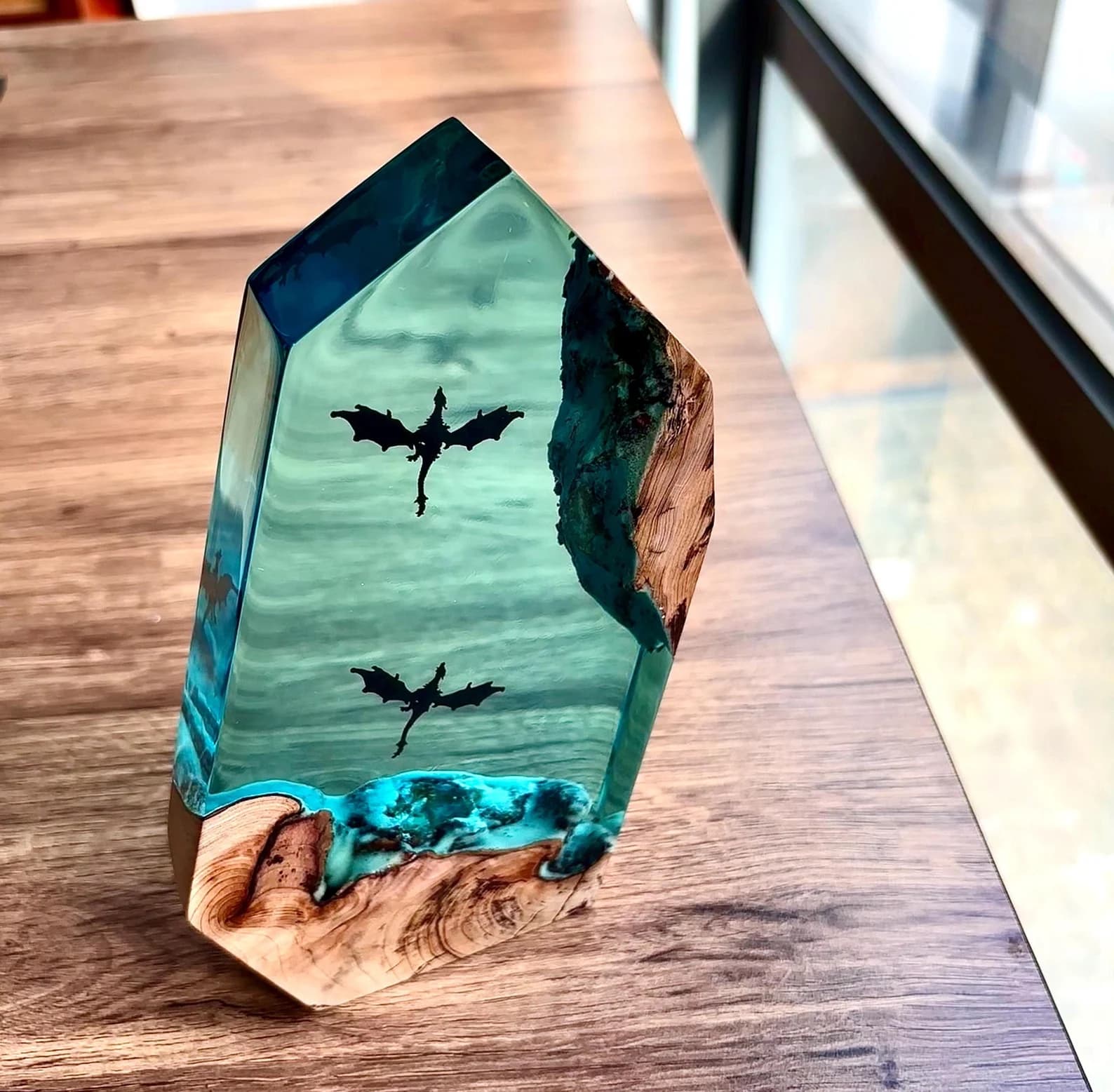 Scuba Fire Dargon Ice Dragon Epoxy Resin Night Light,Handmade Wood Resin Table Lamp,Personalized Resin Lamp, Birthday Gifts,Custom Gifts 10