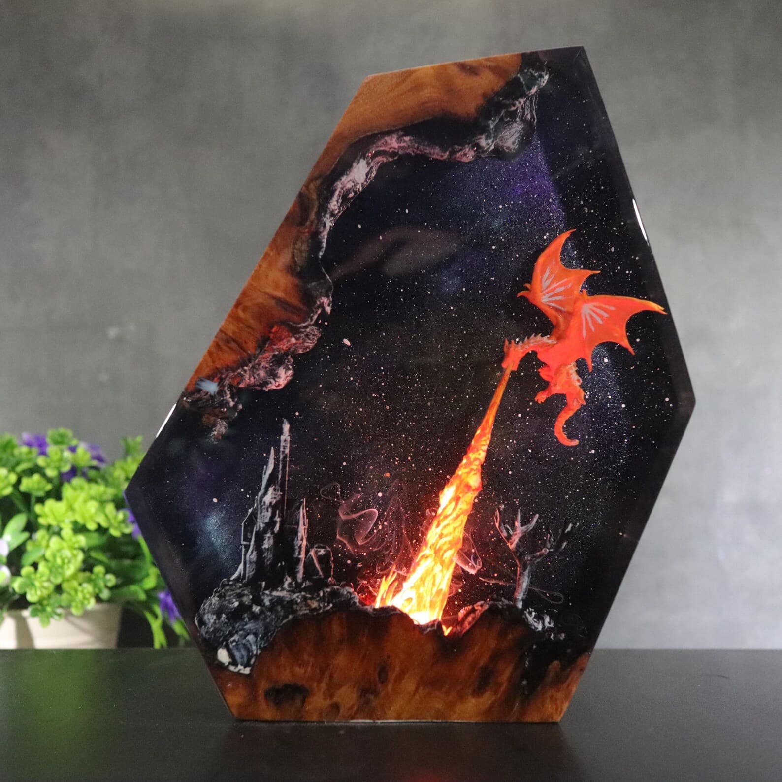 Dragon Figure Night Light, Fire Dragon Figure Decor Home, Christmas gift, Xmas Gift for Kids, Unique Night Light, New Year Gift, Wood Lamp 4