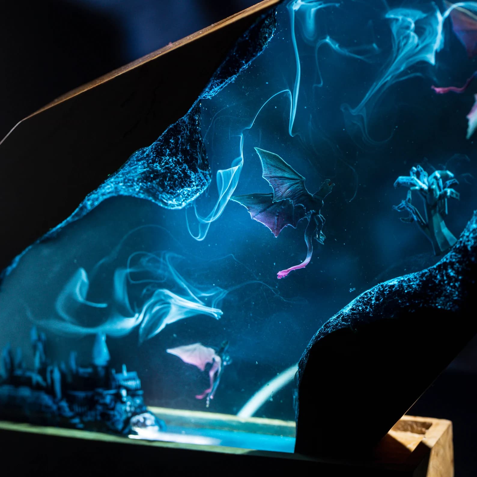 Lamp custom resin, Lamp Dragon resin epoxy,epoxy resin lamp,night light wood, custom resin lamp,blue resin lamp,christmas gift,handmade gift 7