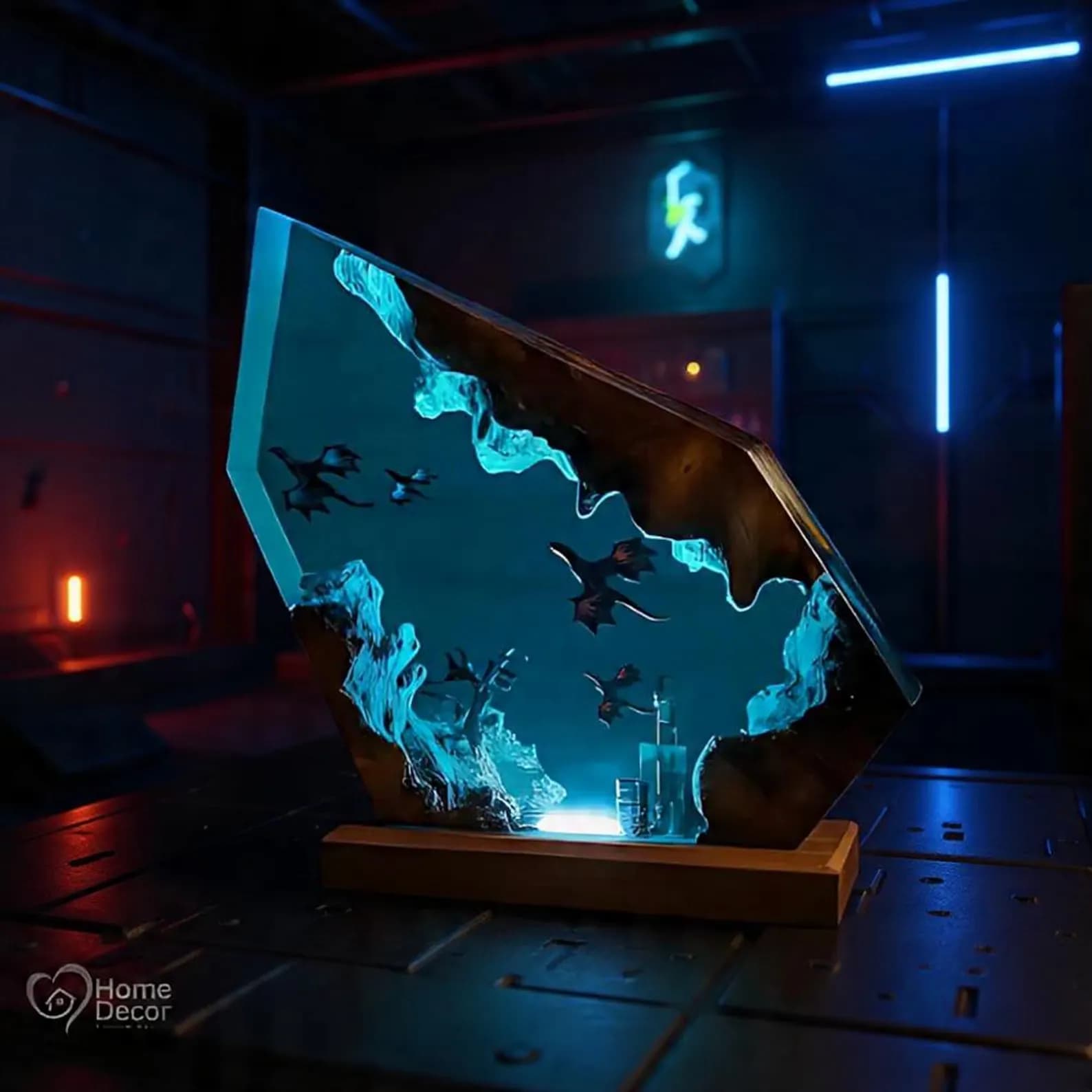 Fire & Ice Dragon Resin Lamp | 3D Fantasy Gamer Room Decor 4