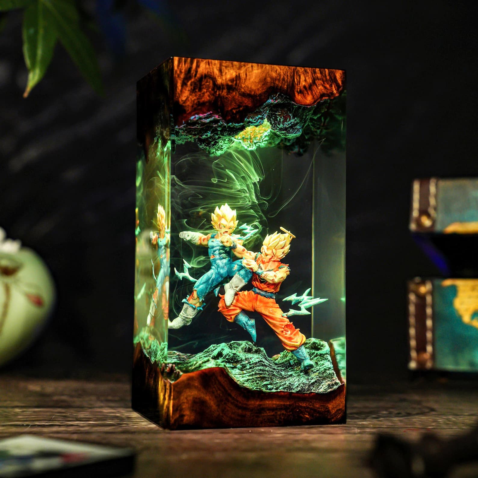 Energy Warrior Battle Lamp, Resin Dragom Lamp, Anime Style Fight Scene, Gaming Desk Decor, Unique Gift Idea Christmas 10