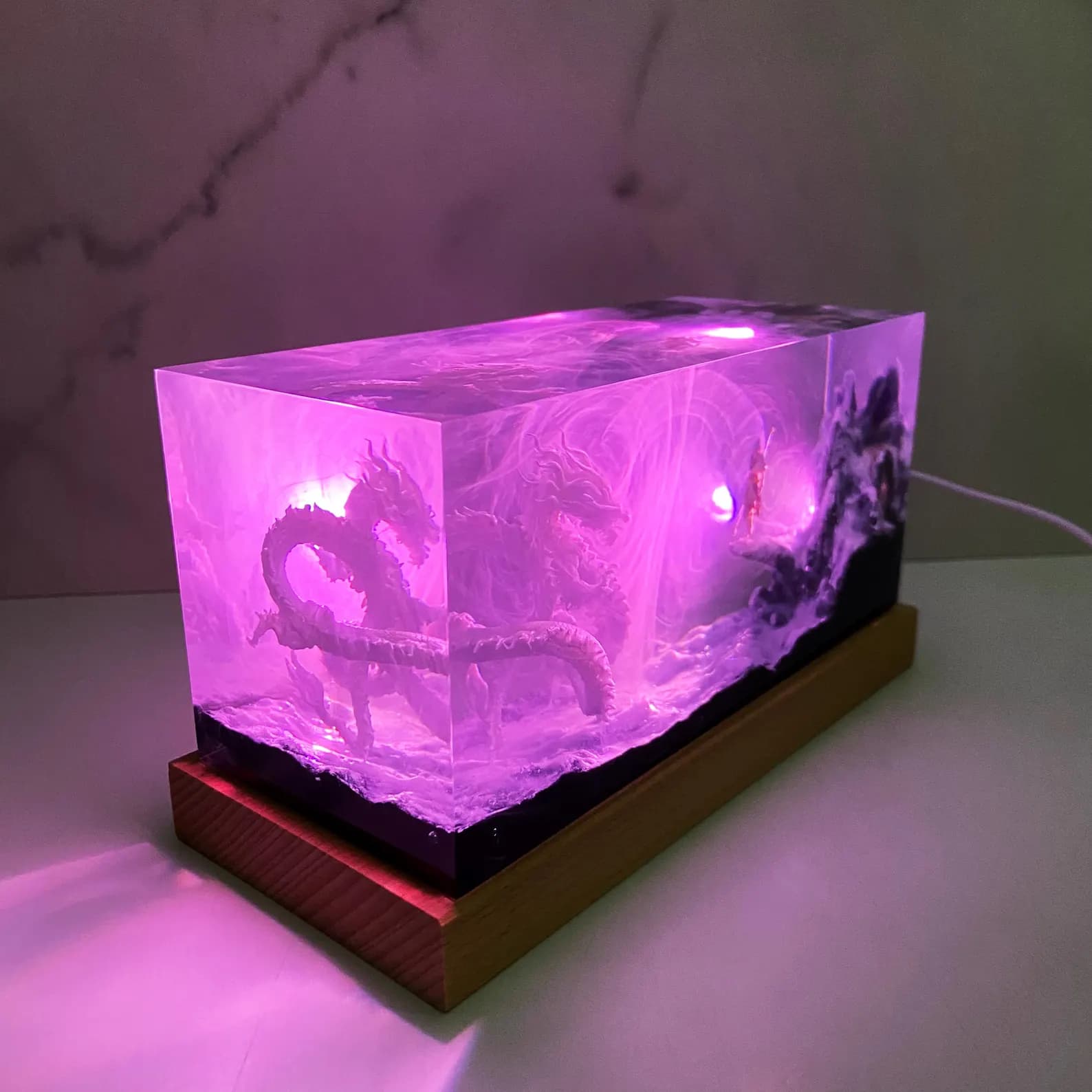 Unique Miniature Landscape Dragon Lamp, Gift For Game Lovers, Custom Wukong Home Decorations, Personalized Resin Lamp, Christmas Gift 9