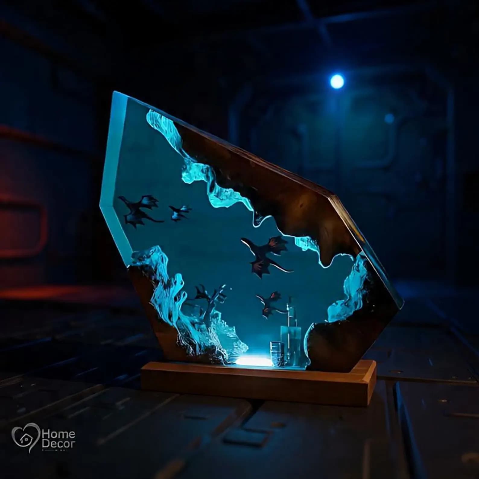 Fire & Ice Dragon Resin Lamp | 3D Fantasy Gamer Room Decor 11