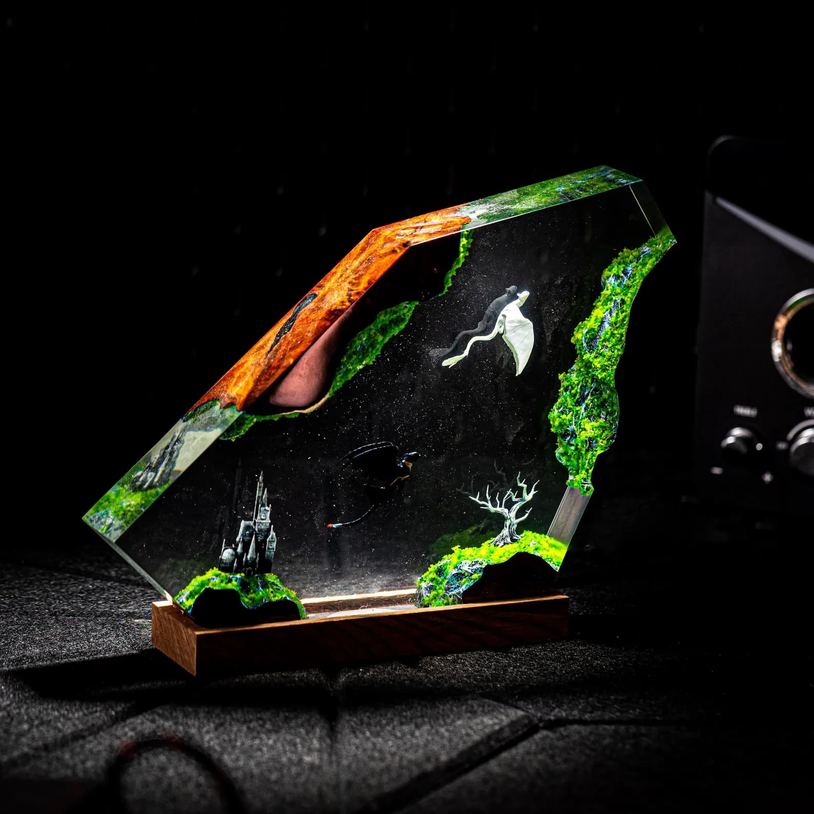 Night Sky Dragons Resin Lamp, Toothless and Light fury night light, Handmade Flying Duo Light, Christmas gift 2