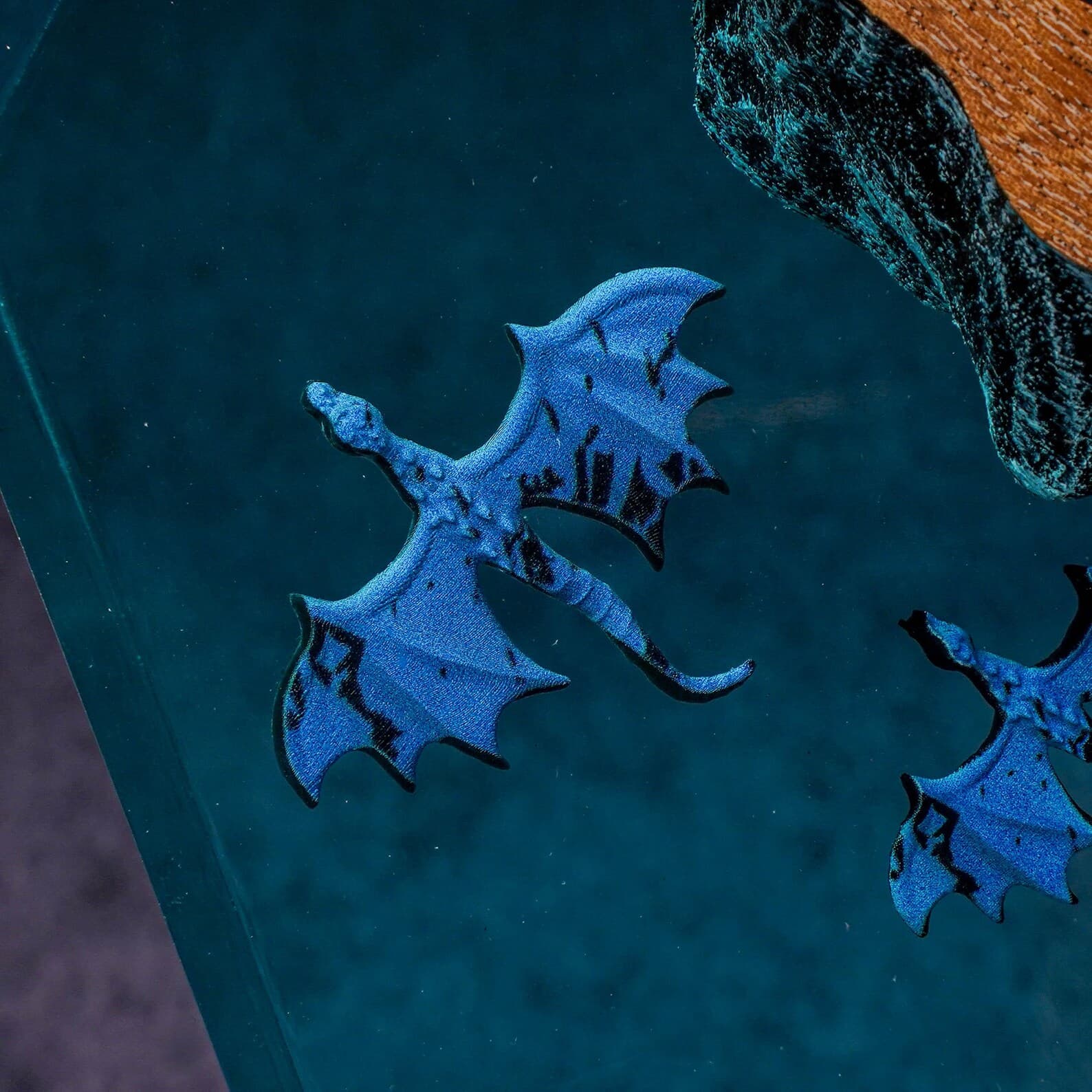 Handmade Dragon Lamp - Enchanted Castle in Resin and Wood - Room Decoration 13