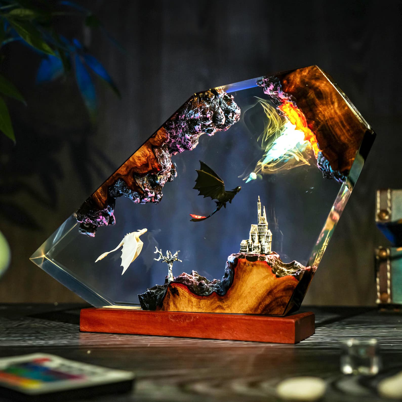 Energy Warrior Battle Lamp, Resin Dragom Lamp, Anime Style Fight Scene, Gaming Desk Decor, Unique Gift Idea Christmas 1