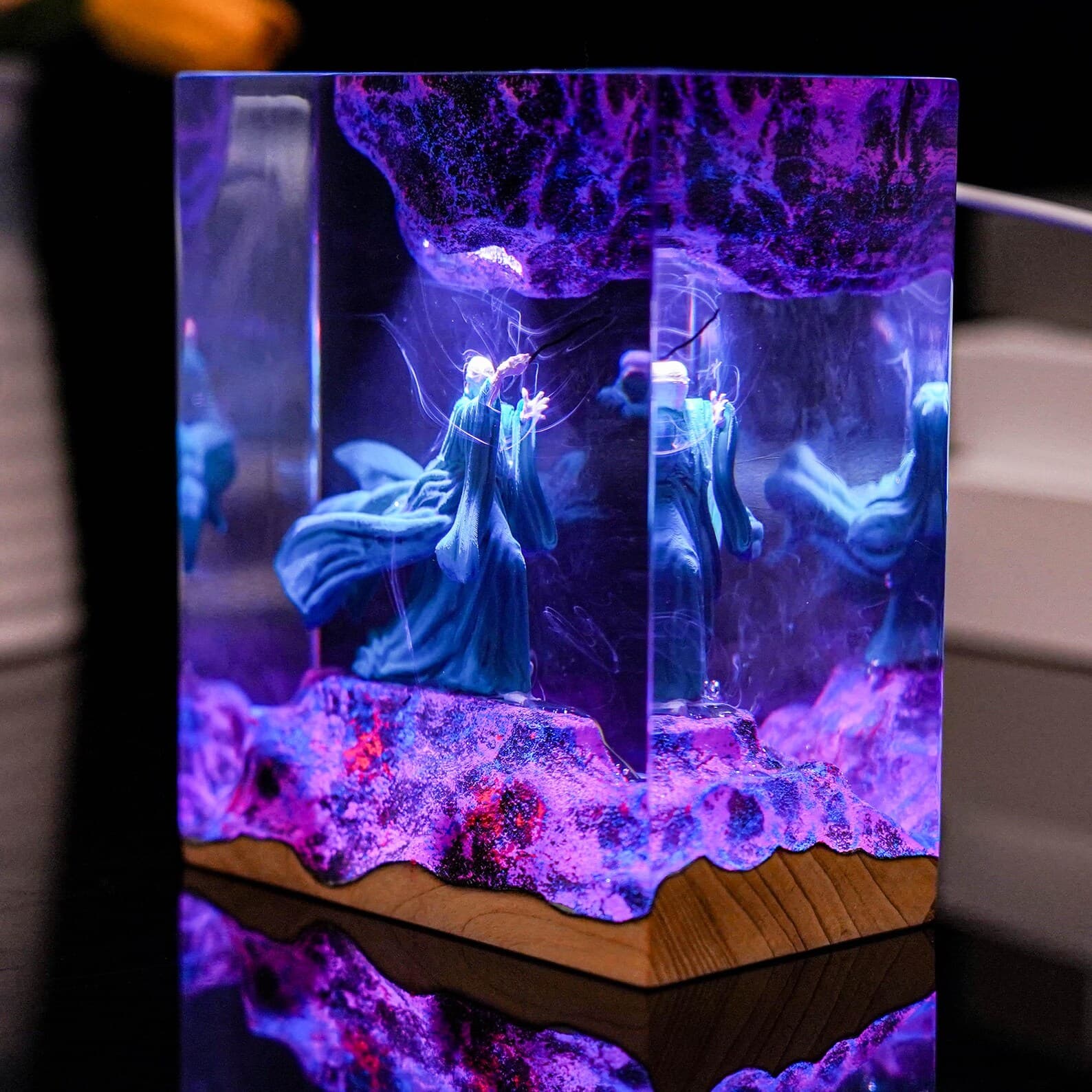 Handmade Room decor Epoxy Lamp,Diorama Power Ring lamp,Resin Night light gift,Gaming Resin Lamp,desk lamp,Desk decor,Unique Gift 7