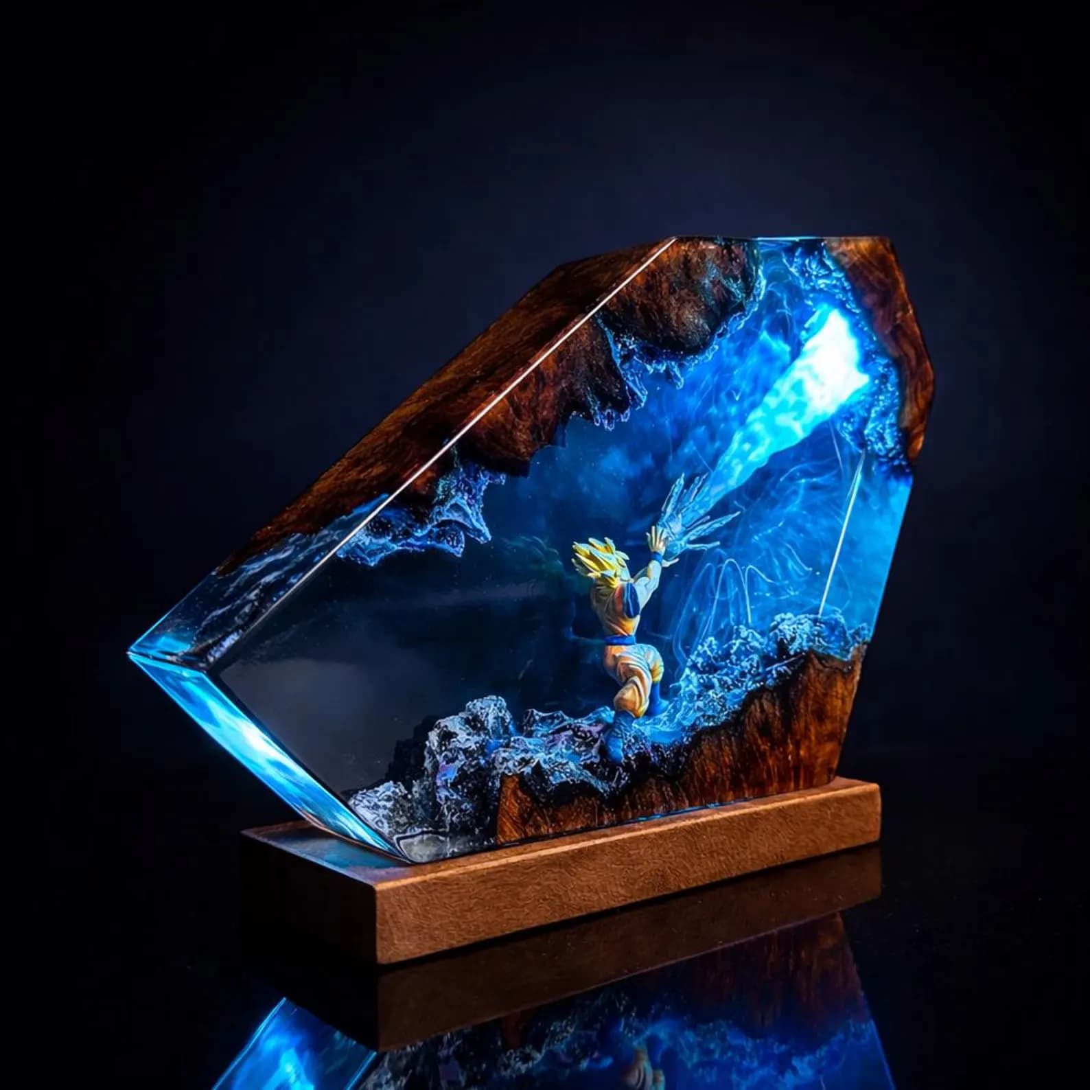 ANIME Goku Night Lamp Epoxy lamp handmade from wood and resin Custom Anime Light wood lamp resin Anime Night light Resin Lamp Gift for him 4